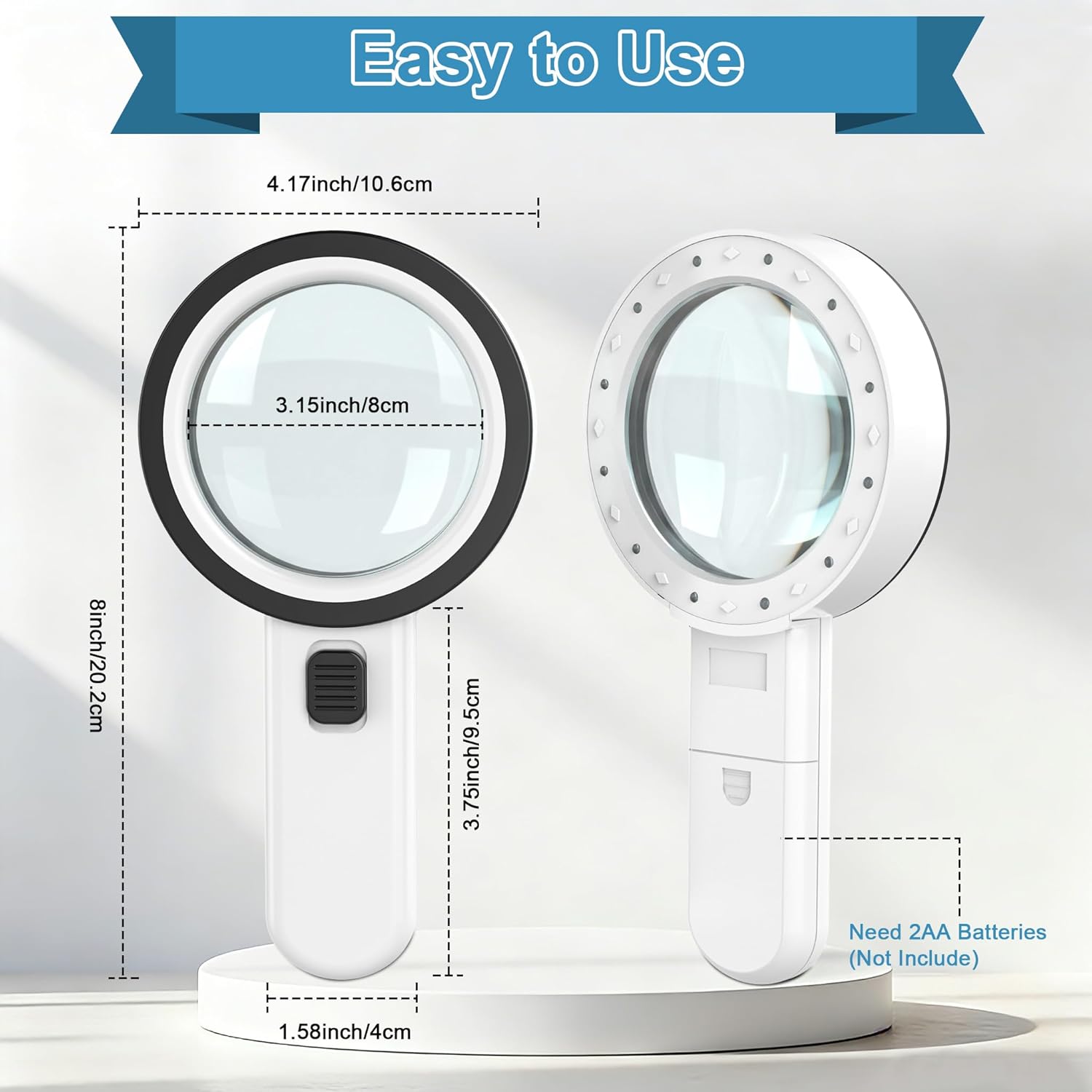 Magnifying Glass with Light, Ultra-Clear Lightweight Handheld Reading Magnifier with 12 LEDs, Distortion-Free Optical Lens for Seniors, Macular Degeneration, Close Work, Coins & Pill Bottles - Image 4