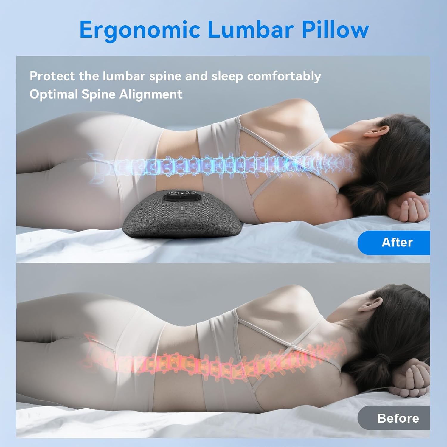3 in 1 Lower Back Massager - Electric Lumbar with Heat, Vibration Massager, Airbag Traction,Lumbar Support Pillow for Lower Back Pain Relief,Deep Tissue Relaxation FSA Eligible/HSA Eligible - Image 7