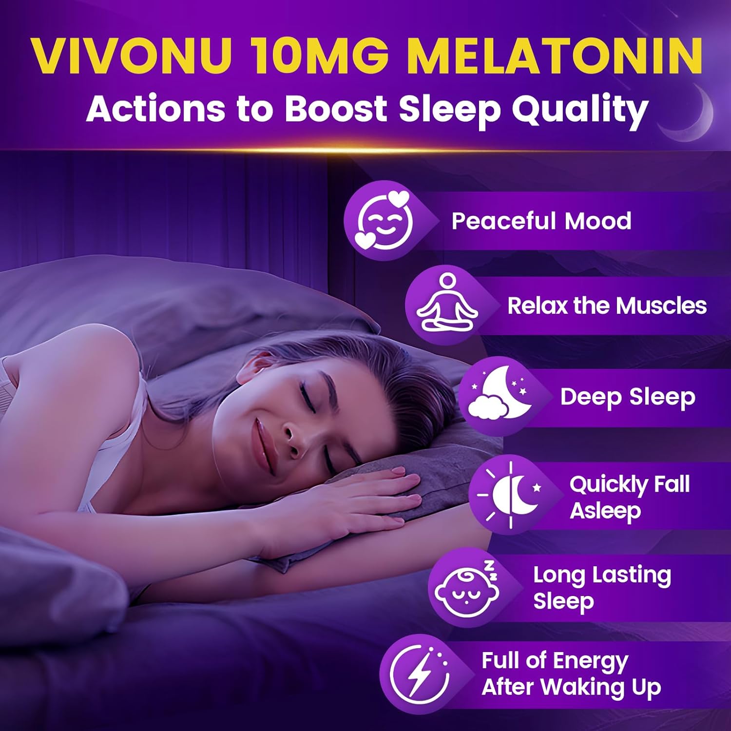 9-in-1 Melatonin Gummies 10mg, Natural Herbal Sleep Aids for Adults, Sleep Gummies with Magnesium Glycinate, Valerian Root, L-Theanine and Vitamin B6, etc, 45 days supply, Non GMO, Berry Flavored - Image 4