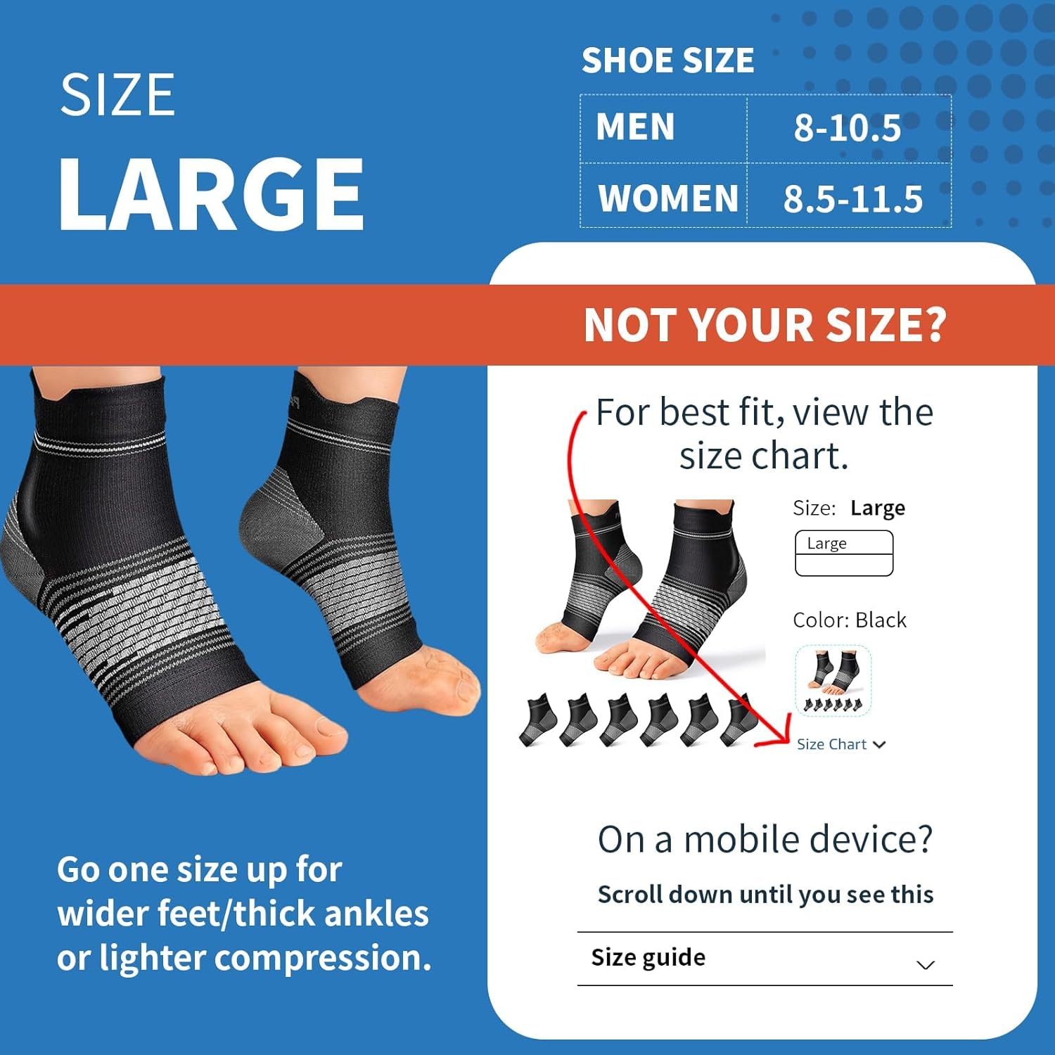 6 Pairs Plantar Fasciitis Socks for Men & Women, Ankle Brace Compression Socks with Arch Support for Achilles Tendonitis, Heel Pain, Swelling & Arthritis Relief, Black, Large - Image 3