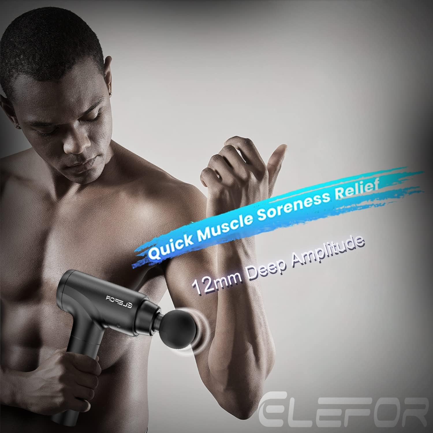 Elefor Massage Gun Deep Tissue,Percussion Back Massager Gun for Athletes Muscle Massage Gun for Pain Relief with 8 Massage Heads & 20 Speeds (Matte Black) - Image 3