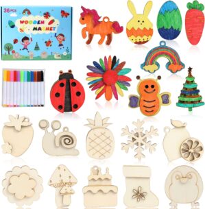 Worgree DIY Wooden Magnets, 36 pcs ...