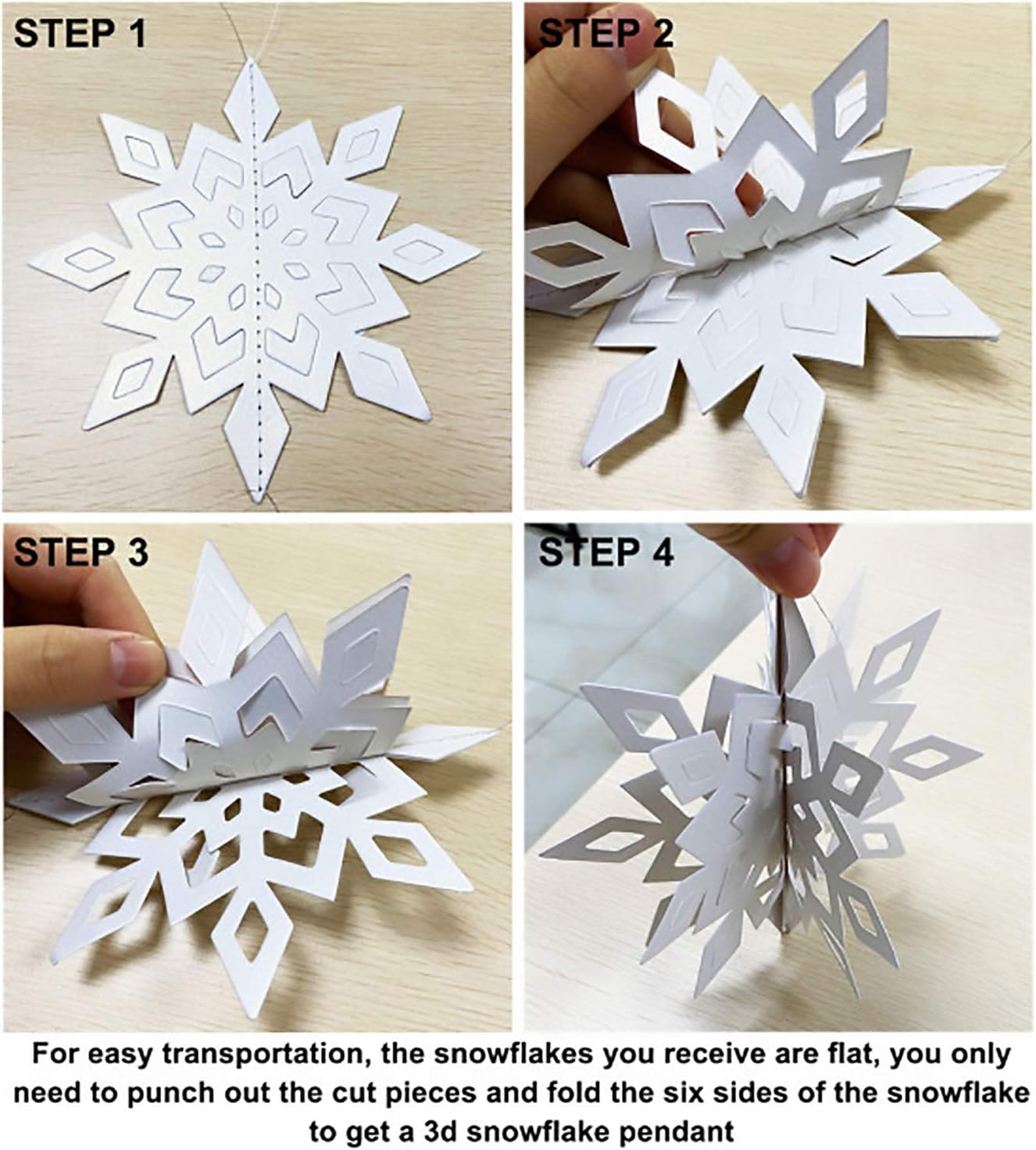 OuMuaMua Winter Christmas Hanging Snowflake Decorations, 12PCS Snowflakes Garland & 12PCS 3D Glittery Large White Snowflake for Christmas Winter Wonderland Holiday New Year Party Home Decorations - Image 9