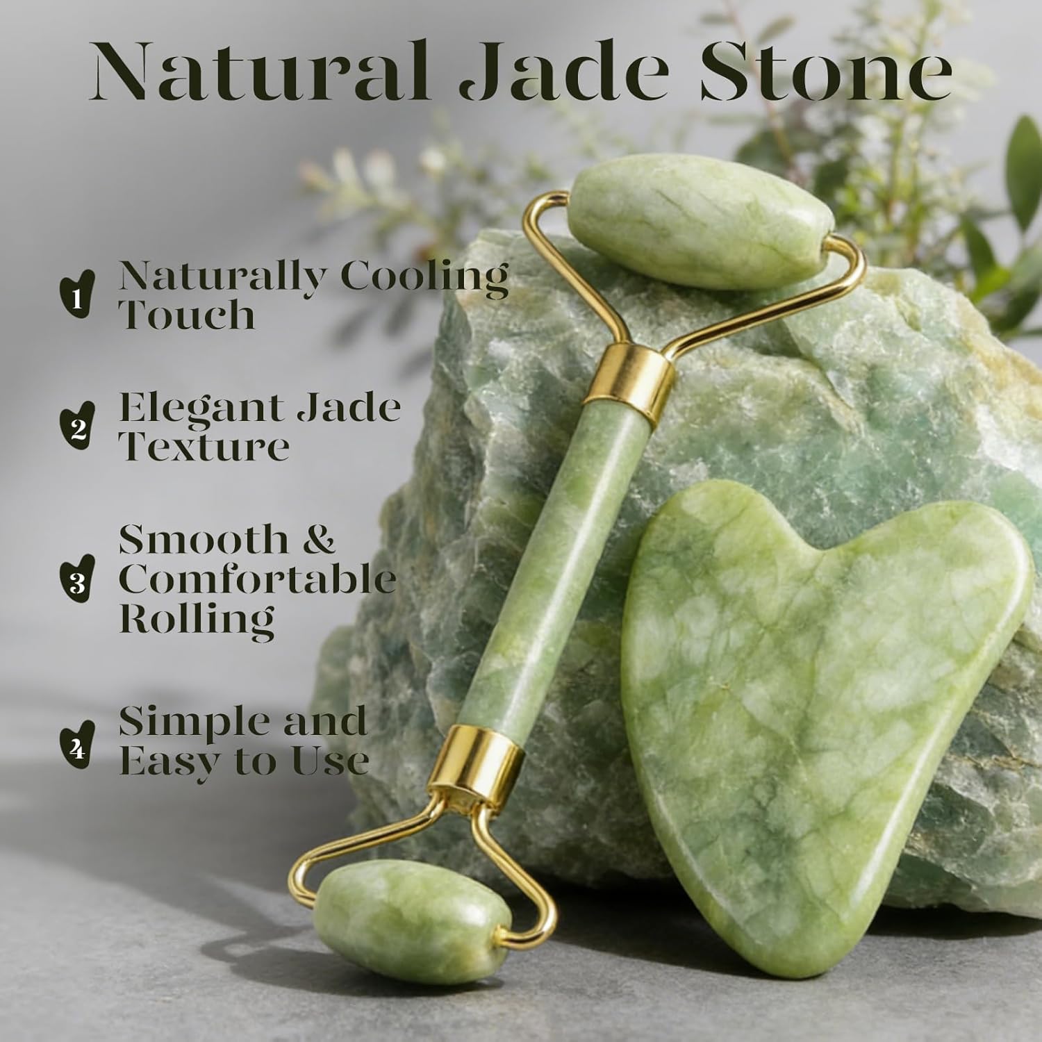 BAIMEI IcyMe Gua Sha & Jade Roller Facial Tools Face Roller and Gua Sha Set for Puffiness and Redness Reducing Skin Care Routine, Self Care for Men Women - Green - Image 2