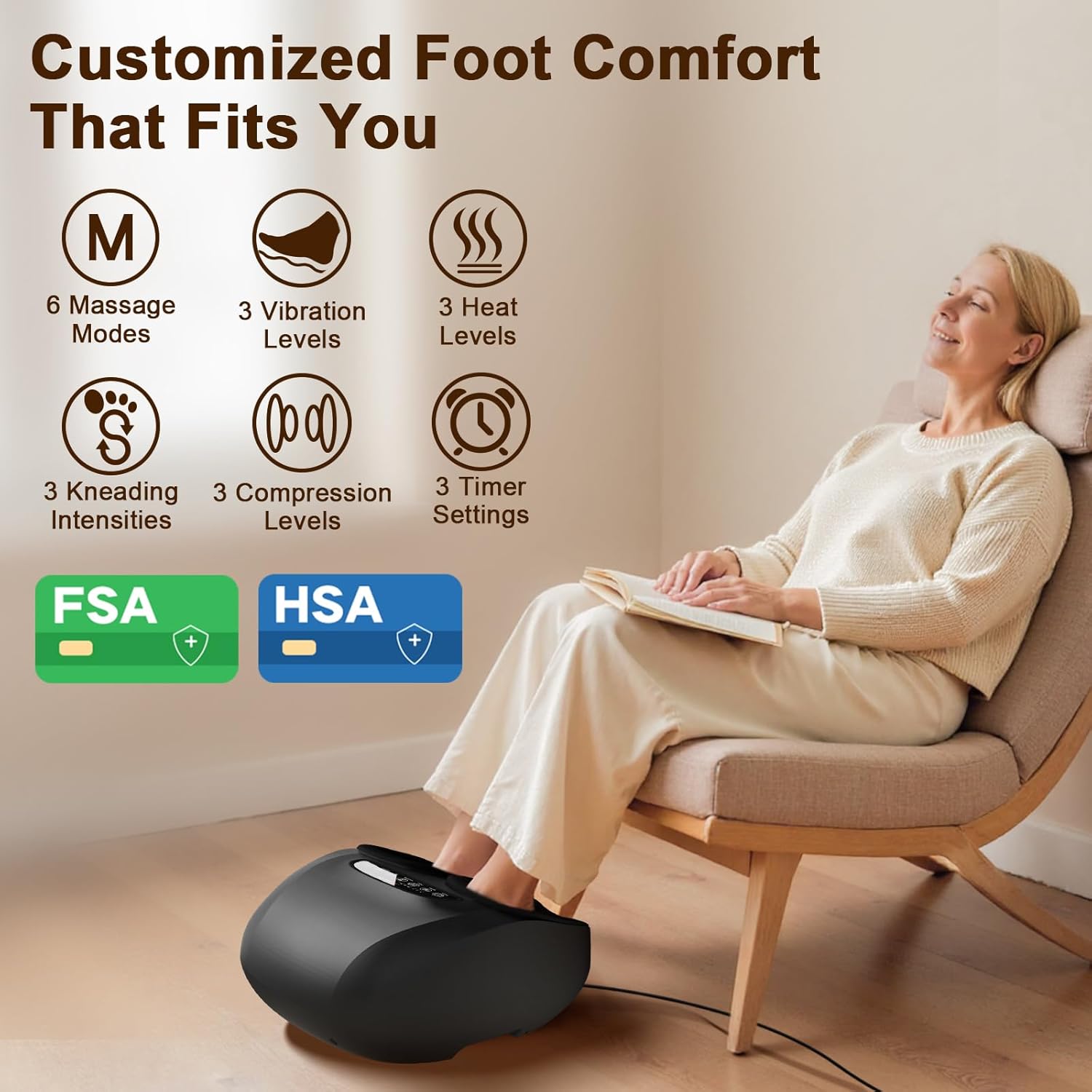 Shiatsu Foot Massager Machine with Heat : Deep Kneading Foot Massager with Vibration & Compression for Plantar Fasciitis & Neuropathy - Relax for Home Office Use - Image 2