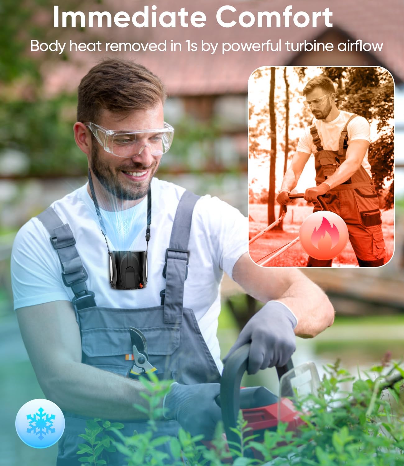 AI Portable Waist Fan, 6 Speeds 16000RPM Strong Turbo Airflow, 40H Max Cooling Battery Powered Personal Fan Rechargeable, Hands-Free Shirt/Belt/Neck Fan for Work, Outdoor, Travel, Gift for Men - Image 4
