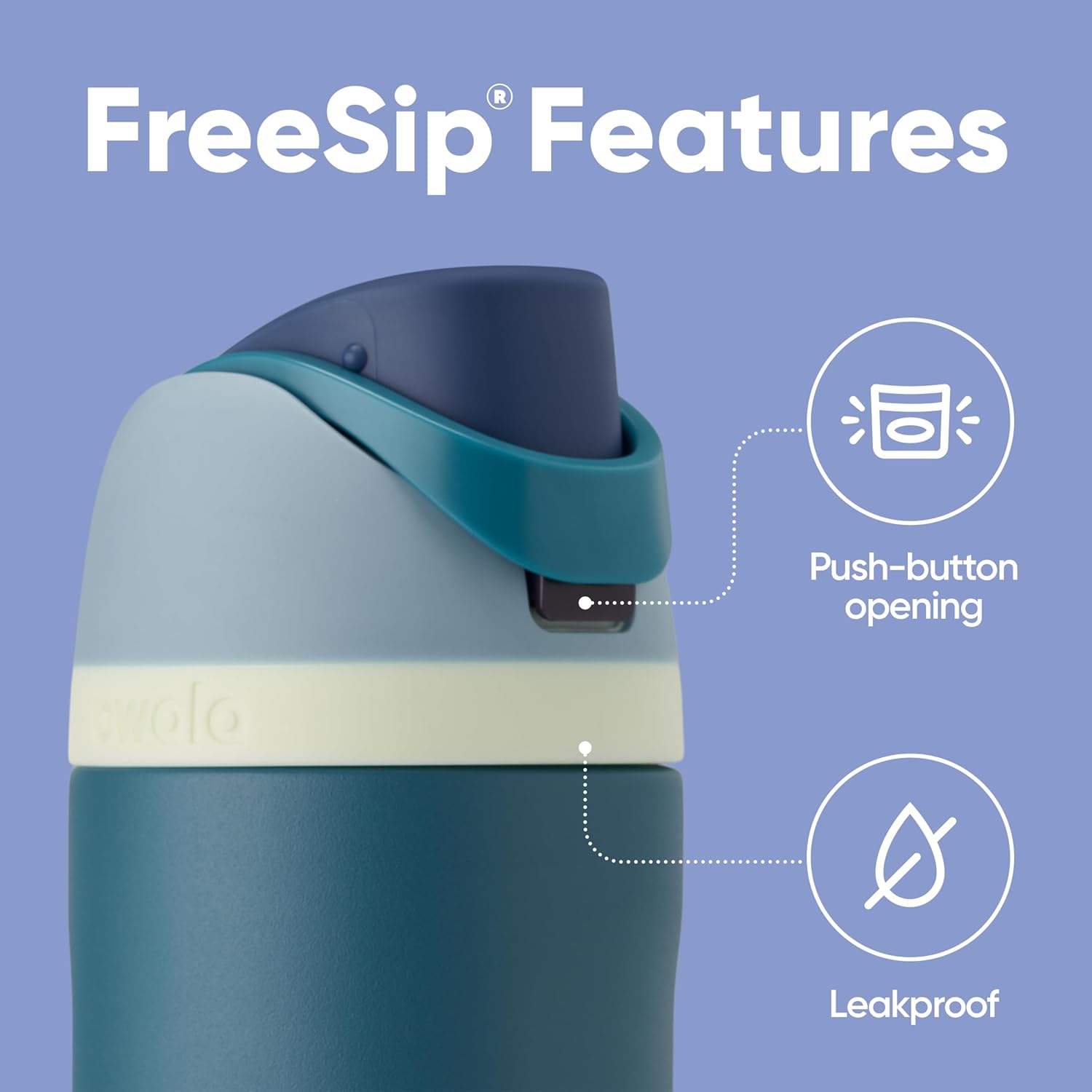 Owala FreeSip Insulated Stainless Steel Water Bottle with Straw, BPA-Free Sports Water Bottle, Great for Travel, 24 Oz, Denim - Image 3