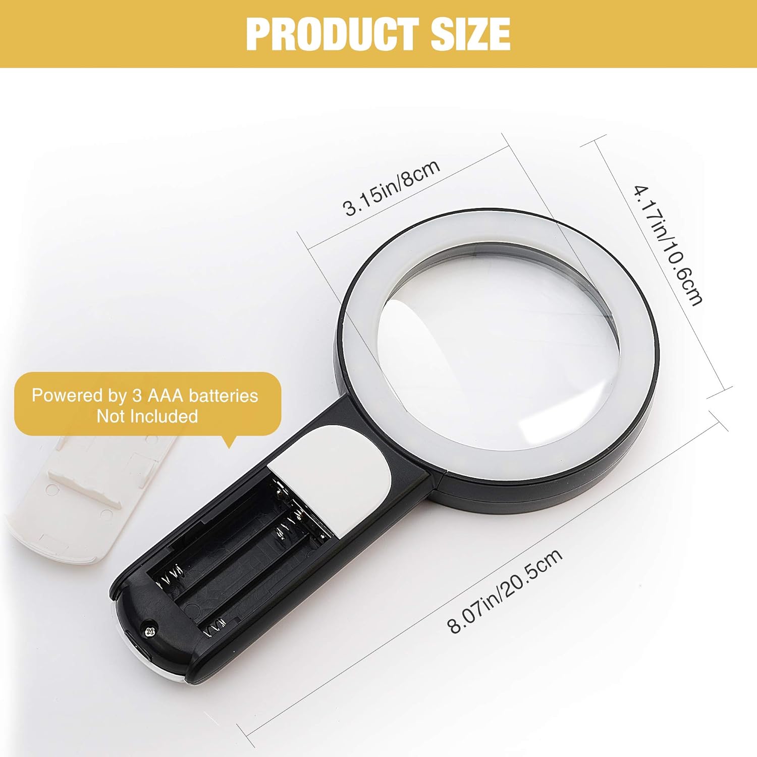 JMH Magnifying Glass with Light, Handheld Large Magnifying Glass 18LED Cold and Warm Light with 3 Modes, Illuminated Lighted Magnifier for Seniors Reading, Coins, Jewelry - Image 2