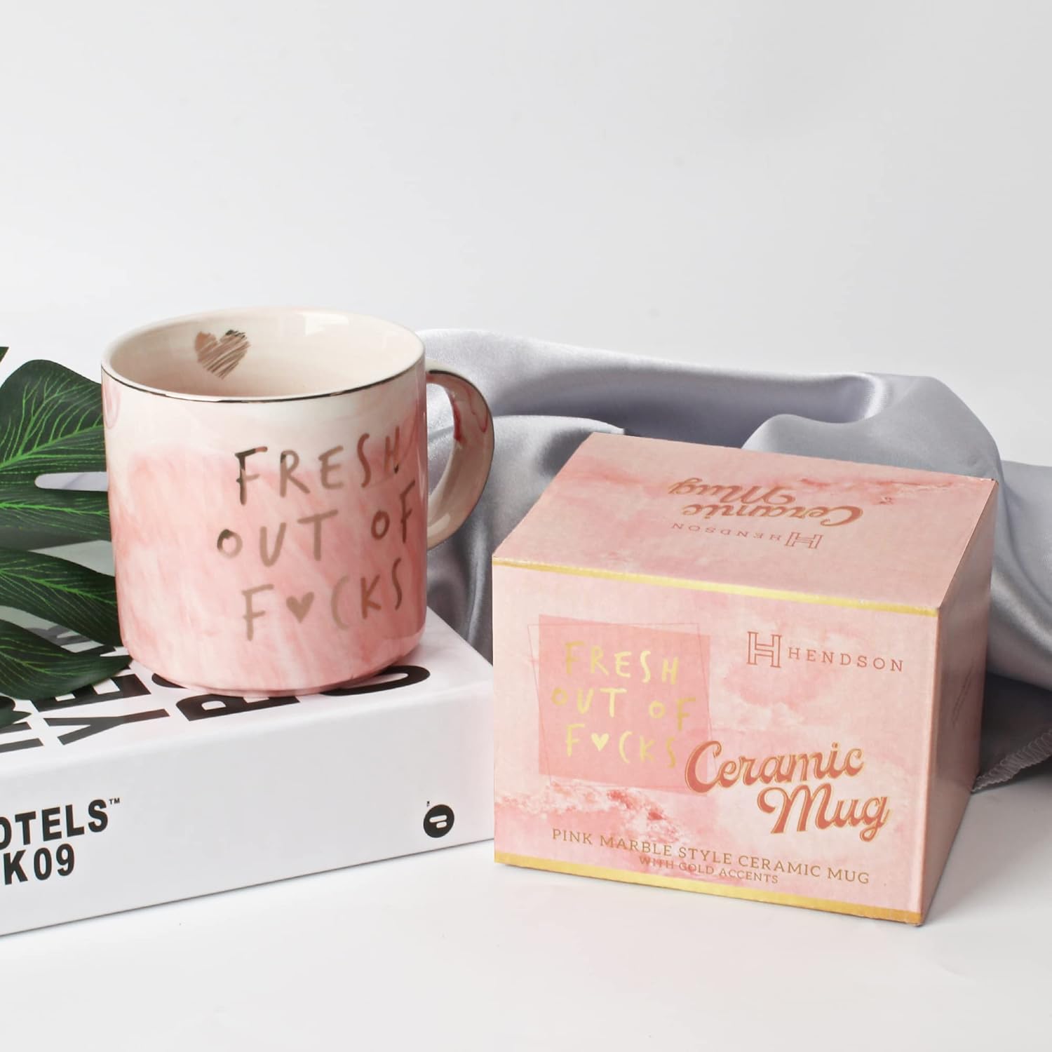 Funny Coffee Mugs Gifts for Women - Sarcastic Novelty Cups Gag Gift for Friends, Coworkers, Boss, Employee, Human Resources - Fresh Out Of - Inappropriate Cute Pink Marble Mug, 11.5oz Coffee Cup - Image 2