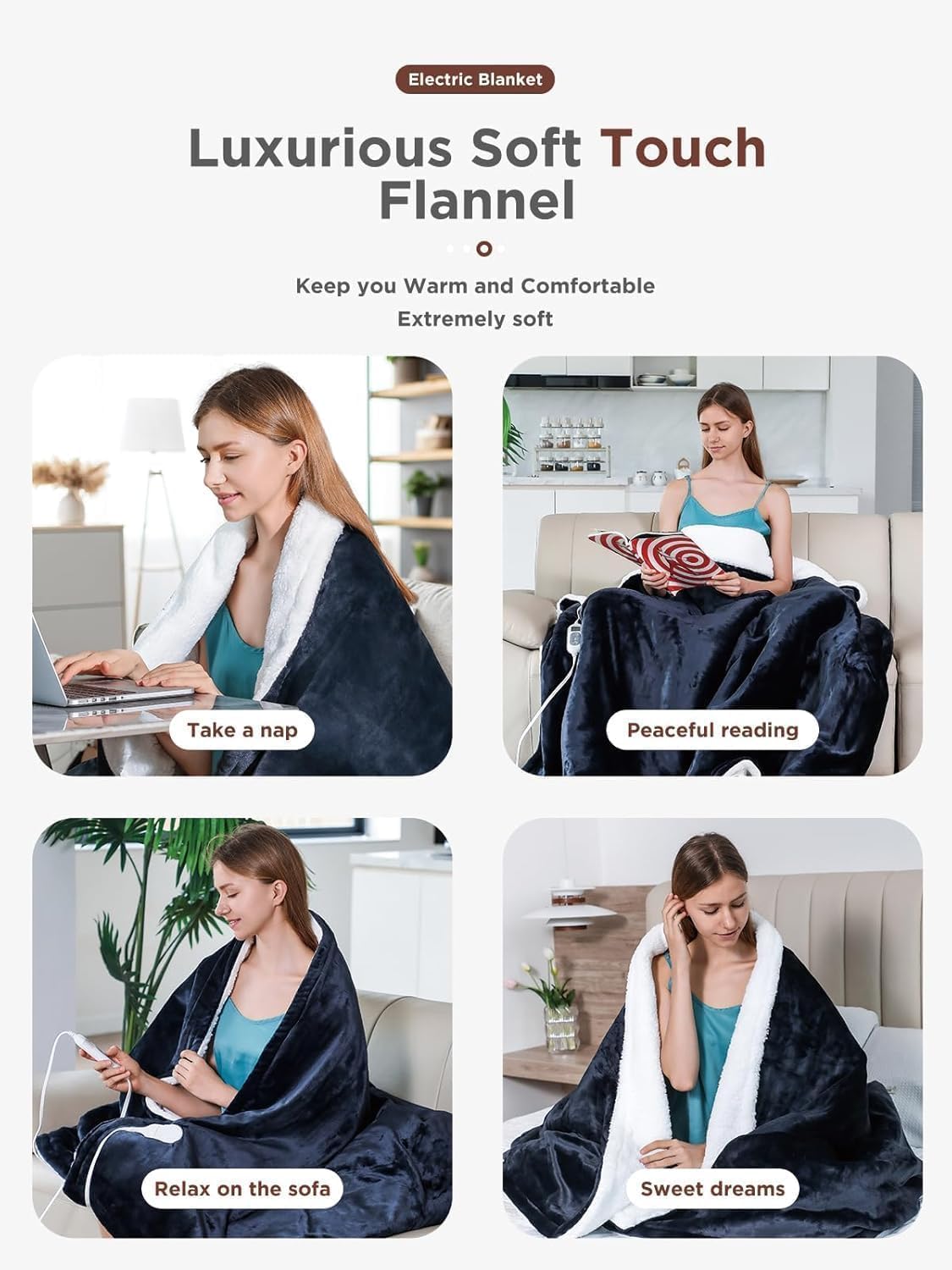 Heated Blanket,Soft Flannel Heated Throw Blanket,Fast Heating Electric Throw Blanket with 8 Heating Levels,9 Hours Auto Shut Off,Home Sleep Electric Blanket Throw, A Thoughtful Gift for Elders - Image 6