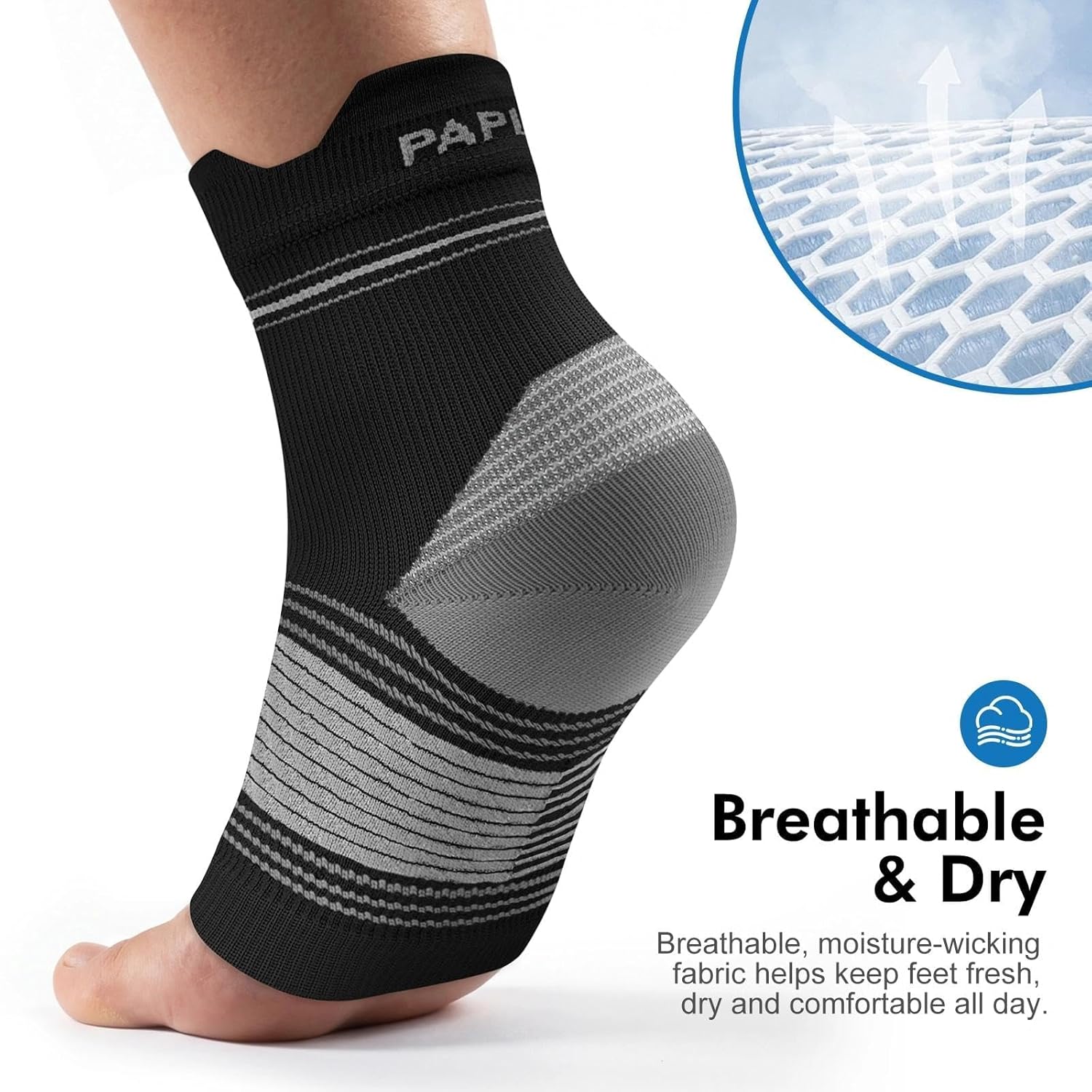6 Pairs Plantar Fasciitis Socks for Men & Women, Ankle Brace Compression Socks with Arch Support for Achilles Tendonitis, Heel Pain, Swelling & Arthritis Relief, Black, X-Large - Image 6