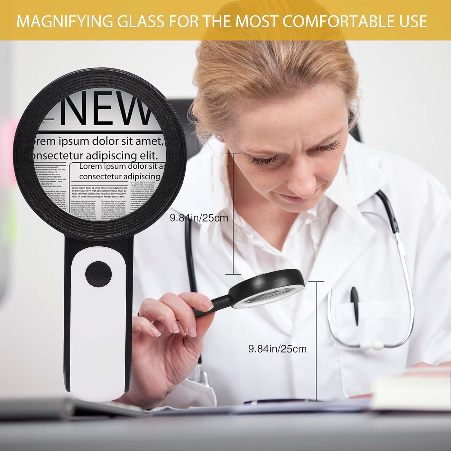 JMH Magnifying Glass with Light, Handheld Large Magnifying Glass 18LED Cold and Warm Light with 3 Modes, Illuminated Lighted Magnifier for Seniors Reading, Coins, Jewelry - Image 6