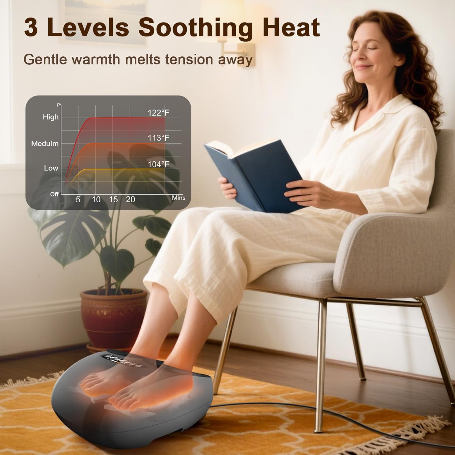 Shiatsu Foot Massager Machine with Heat : Deep Kneading Foot Massager with Vibration & Compression for Plantar Fasciitis & Neuropathy - Relax for Home Office Use - Image 5