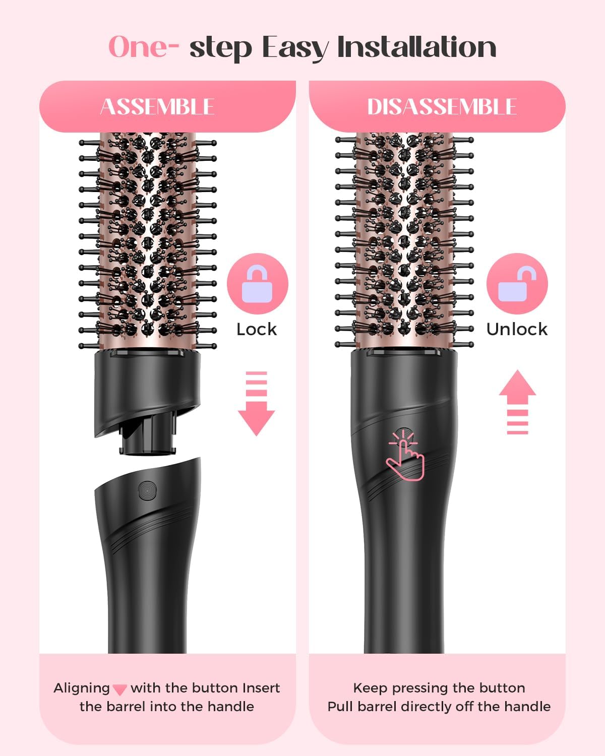 5 in 1 Curling Iron with Thermal Brush and 4 Interchangeable Ceramic Barrels(1/2 to 1 1/2 inch), Curling Wand Set with Flat Iron, Fast Heating, Dual Voltage Hair Curler, Gifts for Women - Image 7