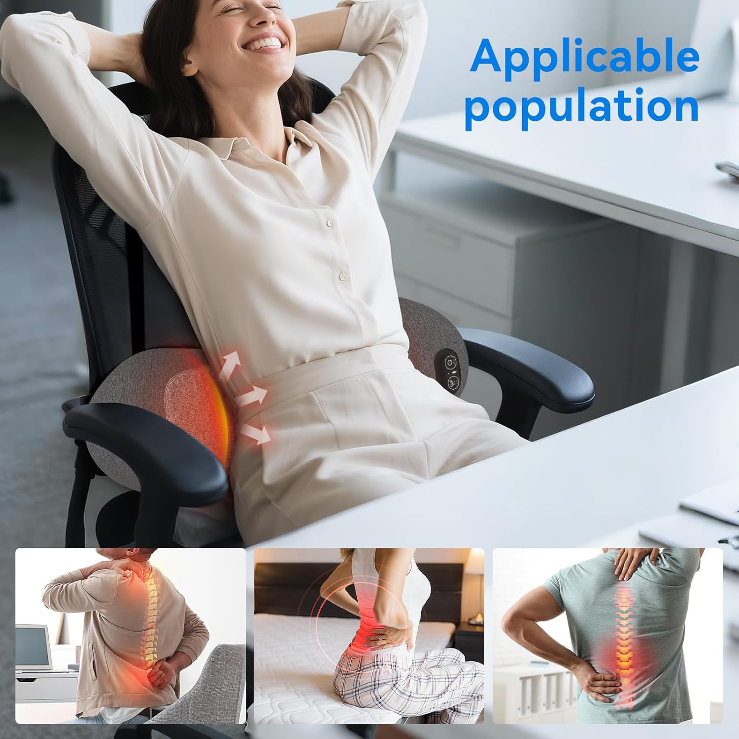 3 in 1 Lower Back Massager - Electric Lumbar with Heat, Vibration Massager, Airbag Traction,Lumbar Support Pillow for Lower Back Pain Relief,Deep Tissue Relaxation FSA Eligible/HSA Eligible - Image 8