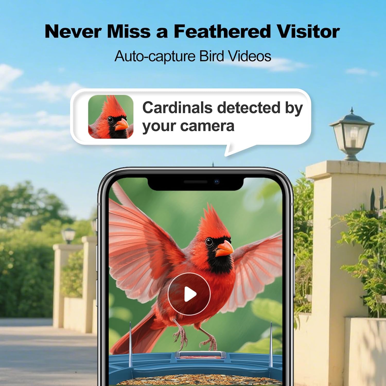 Bird Feeder with Camera,FHD Live View Video,Smart WiFi Bird Feeder Camera with Solar Panel,AI Birds Identification,IP65 Waterproof Birds House with Cam,Instant Arrival Alerts,Ideal Gift for Fathers - Image 3