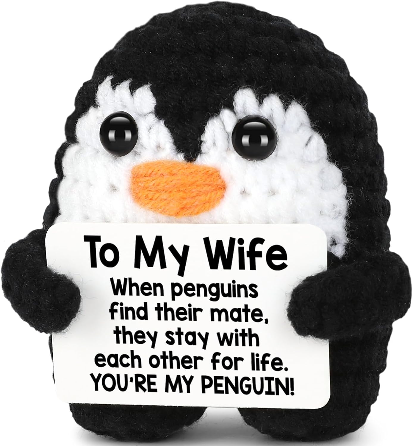 Gifts for Her Wife from Husband, to My Wife Handmade Crochet Emotional Mini Funny Penguin, Romantic Wedding Anniversary Birthday Valentines Gifts for Women Her, Small Easter Love Sign Decor