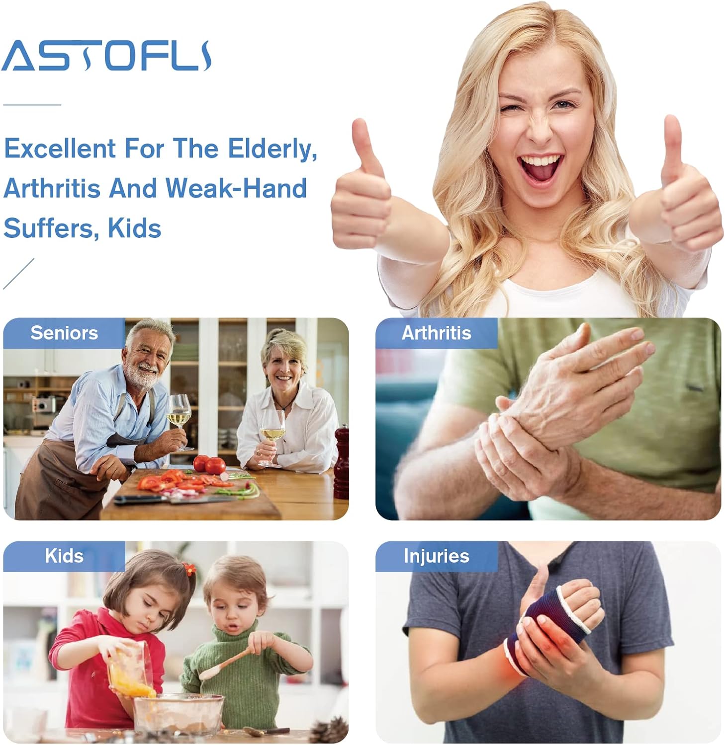 Astofli 5 Pack Jar Opener For Seniors With Arthritis, Easy Twist Lid Opener Jar Opener For Opening Jars With 2 PCS Rubber Jar Gripper, Multi Can Openers Prime For Seniors With Arthritis - Image 2
