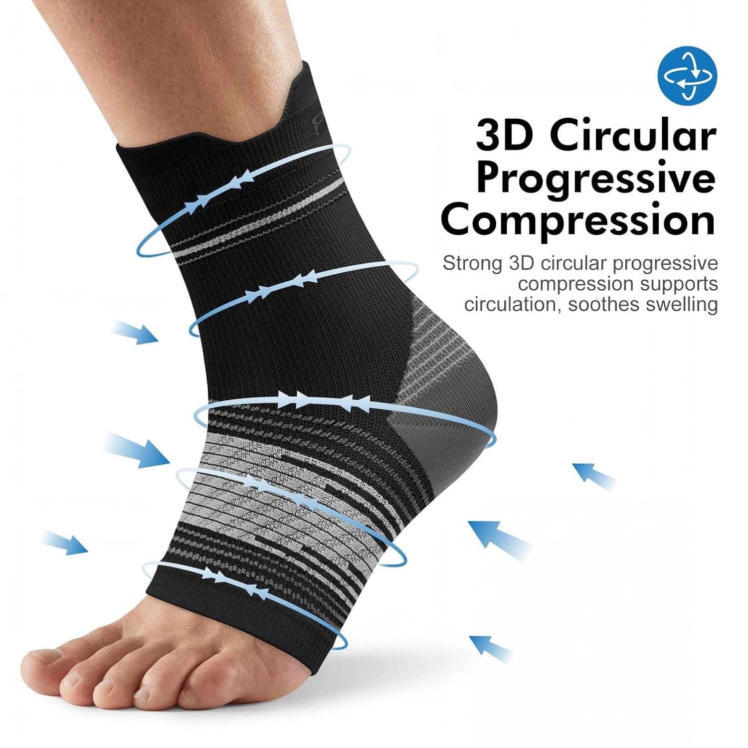 6 Pairs Plantar Fasciitis Socks for Men & Women, Ankle Brace Compression Socks with Arch Support for Achilles Tendonitis, Heel Pain, Swelling & Arthritis Relief, Black, Large - Image 4