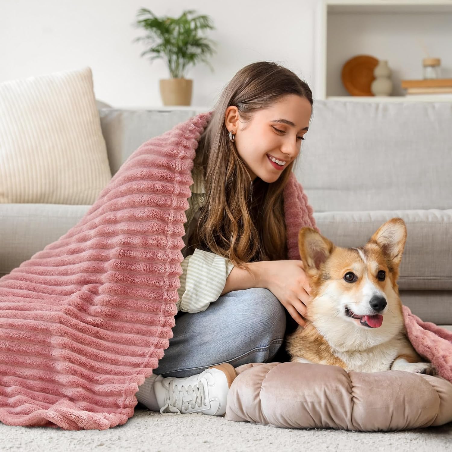 BEDELITE Fleece Throw Blanket for Couch – 3D Ribbed Jacquard Soft and Warm Decorative Fuzzy Blanket – Cozy, Fluffy, Plush Lightweight Pink Throw Blankets for Bed, Sofa, 50x60 inches - Image 7
