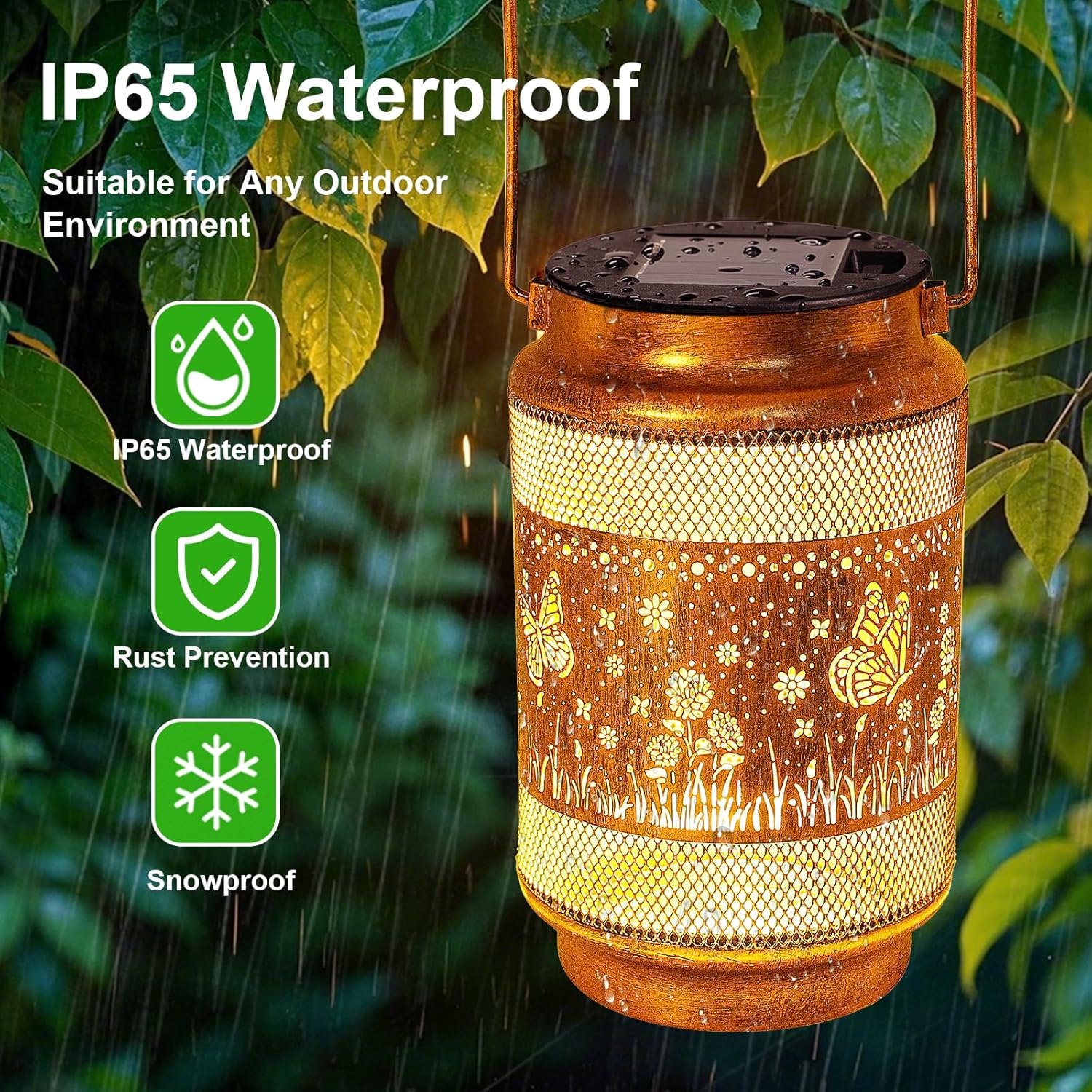 Butterfly Solar Lanterns Outdoor Waterproof Garden Decor, Birthday Gifts for Women Mom Grandma, Metal Hanging Solar Lights for Outside Yard Patio Pathway Backyard Porch - Image 8