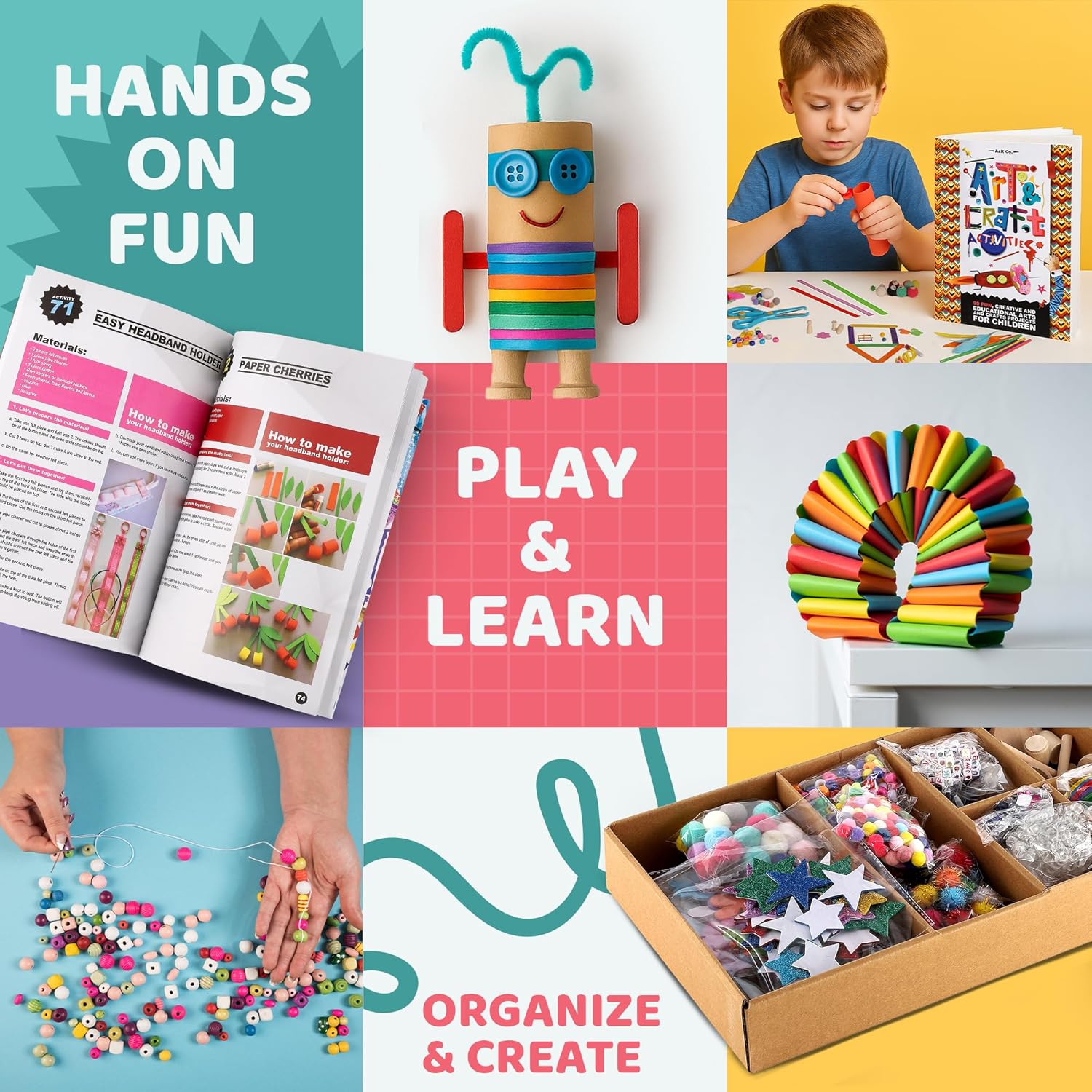 A&R CO. 3000+ Pcs Arts and Crafts Supplies & Materials for Kids - Ultimate Bulk Craft Kit for Boys & Girls with 99 Activities Book for Ages 3-5, 4-6, 6-8, 8-12 - Image 2