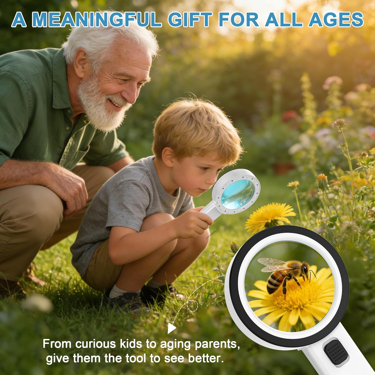 Magnifying Glass with Light, Ultra-Clear Lightweight Handheld Reading Magnifier with 12 LEDs, Distortion-Free Optical Lens for Seniors, Macular Degeneration, Close Work, Coins & Pill Bottles - Image 5