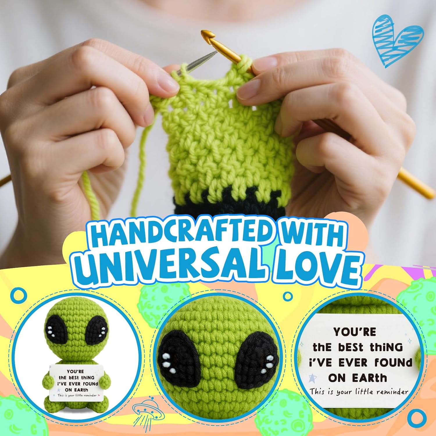 Unique Valentines Gifts for Him Her Boyfriend Girlfriend Crochet Alien Valentines Day Anniversary Birthday Funny Romantic Gifts to My Love Men Women - Image 4