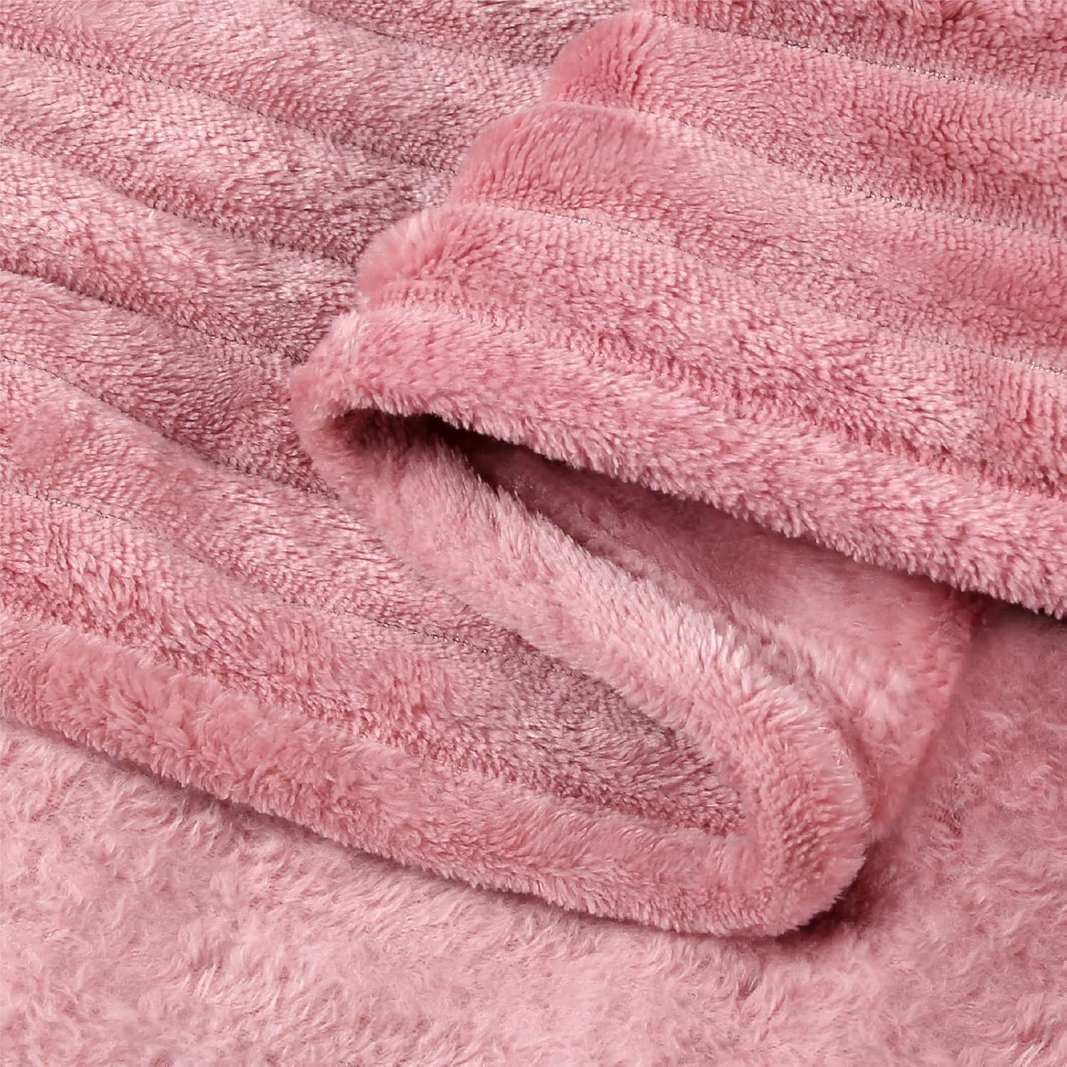 BEDELITE Fleece Throw Blanket for Couch – 3D Ribbed Jacquard Soft and Warm Decorative Fuzzy Blanket – Cozy, Fluffy, Plush Lightweight Pink Throw Blankets for Bed, Sofa, 50x60 inches - Image 9