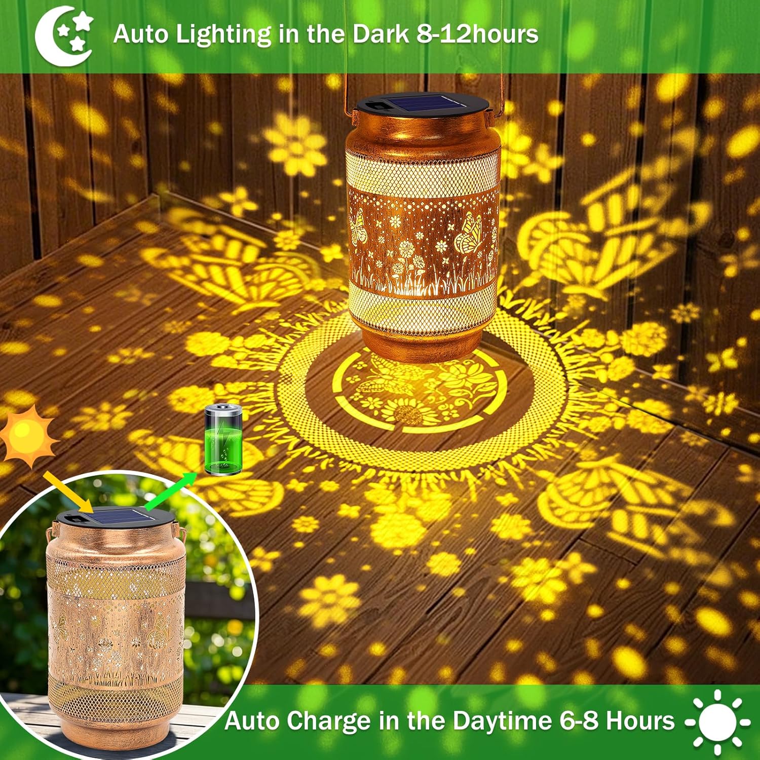 Butterfly Solar Lanterns Outdoor Waterproof Garden Decor, Birthday Gifts for Women Mom Grandma, Metal Hanging Solar Lights for Outside Yard Patio Pathway Backyard Porch - Image 4