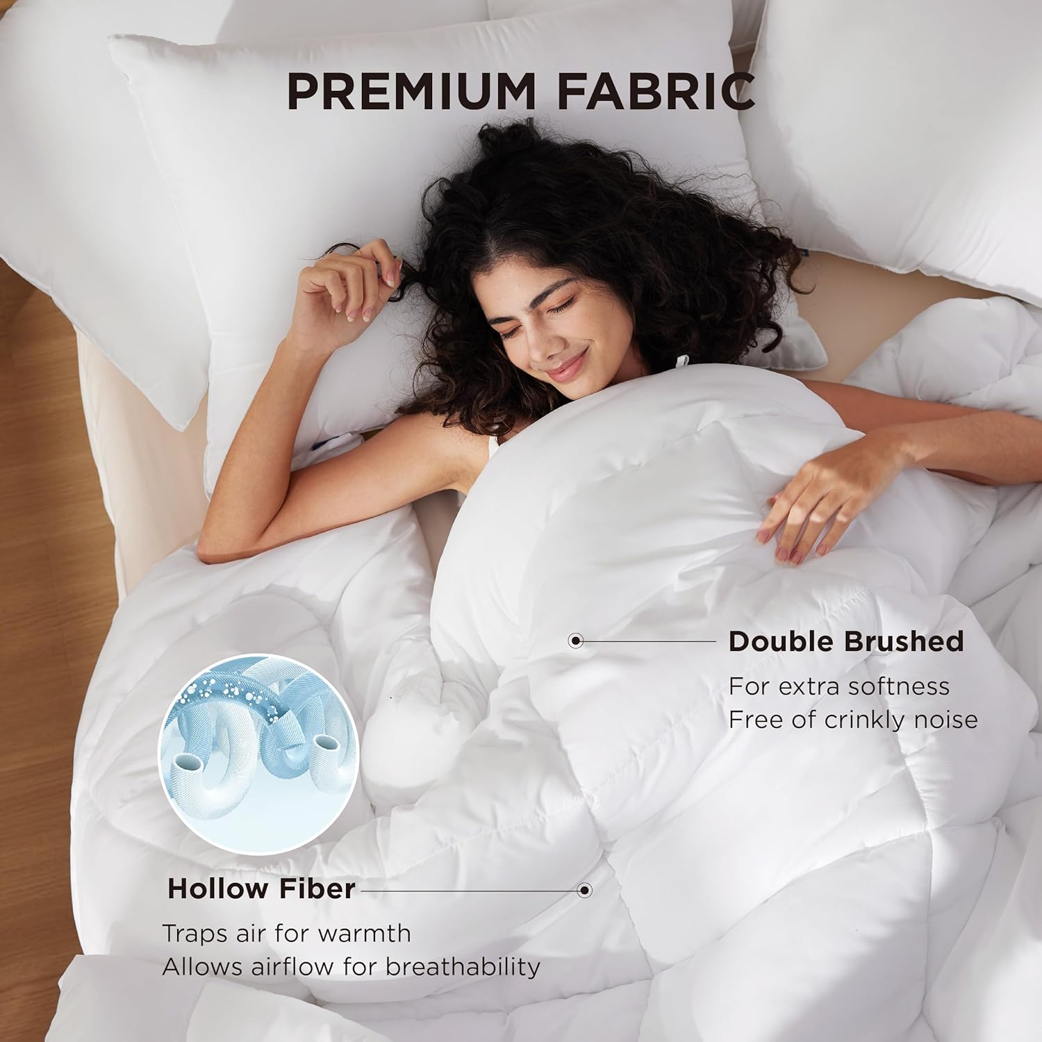 Bedsure Comforter Duvet Insert - Quilted Comforters Queen Size, All Season Duvet, GentleSoft Down Alternative Bedding Blanket, with 8 Tabs, Gifts for Women/Men, White, Queen 88 x 88 Inches - Image 3