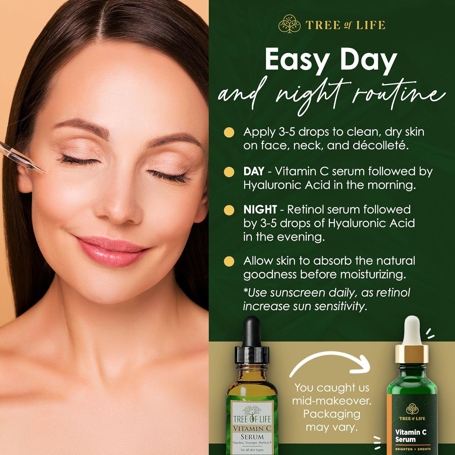 Tree of Life Beauty Facial Skin Care Set, Brightening, Firming & Hydrating Face Serums - Vitamin C, Retinol & Hyaluronic Acid for Smooth Radiant Skin, Dermatologist Tested, 1 Fl Oz (Pack of 3) - Image 8