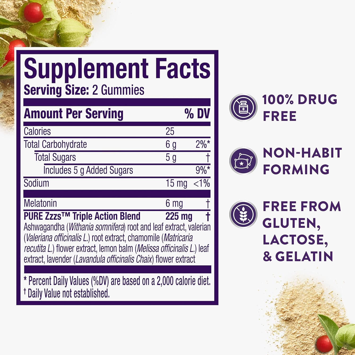 ZzzQuil PURE Zzzs Triple Action, Melatonin Gummies, Melatonin 6mg, 3X Melatonin, Sleep Aid with Ashwagandha, Calm Mood, Antioxidant Action, Sleep Aids for Adults, 60 Sleep Gummies - Image 6