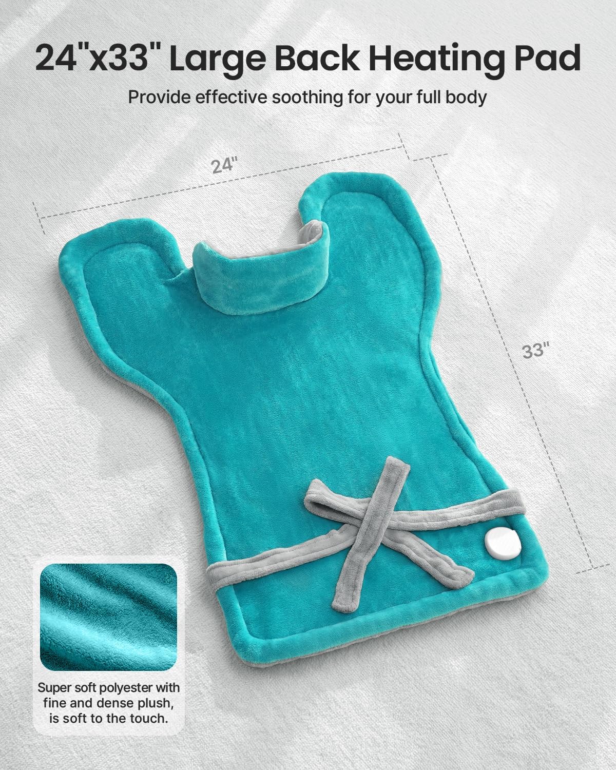 RENPHO Heating Pad for Back, Mothers Day Gifts for Mom & Birthday Gifts for Men Women, FSA Eligible & HSA Store, Weighted Electric Heat Pad for Neck and Shoulder, ETL Certified, 24"x33", Gray Green - Image 6