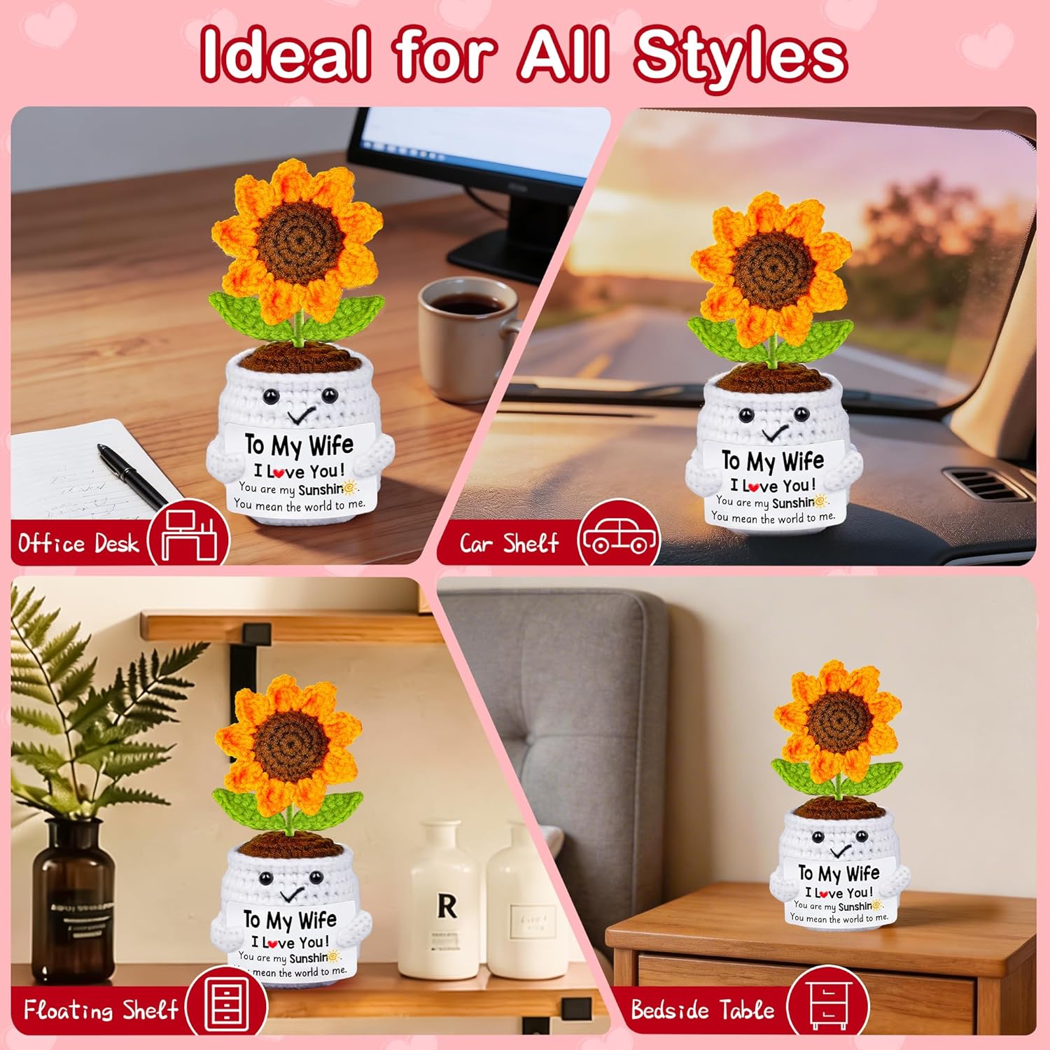Easter Gifts for Wife Her from Husband, to My Wife Handmade Crochet Sunflower Doll, Mothers Day Anniversary Wedding Birthday Gifts for Women Her, Mother's Day I Love You Romantic for Wifey - Image 7