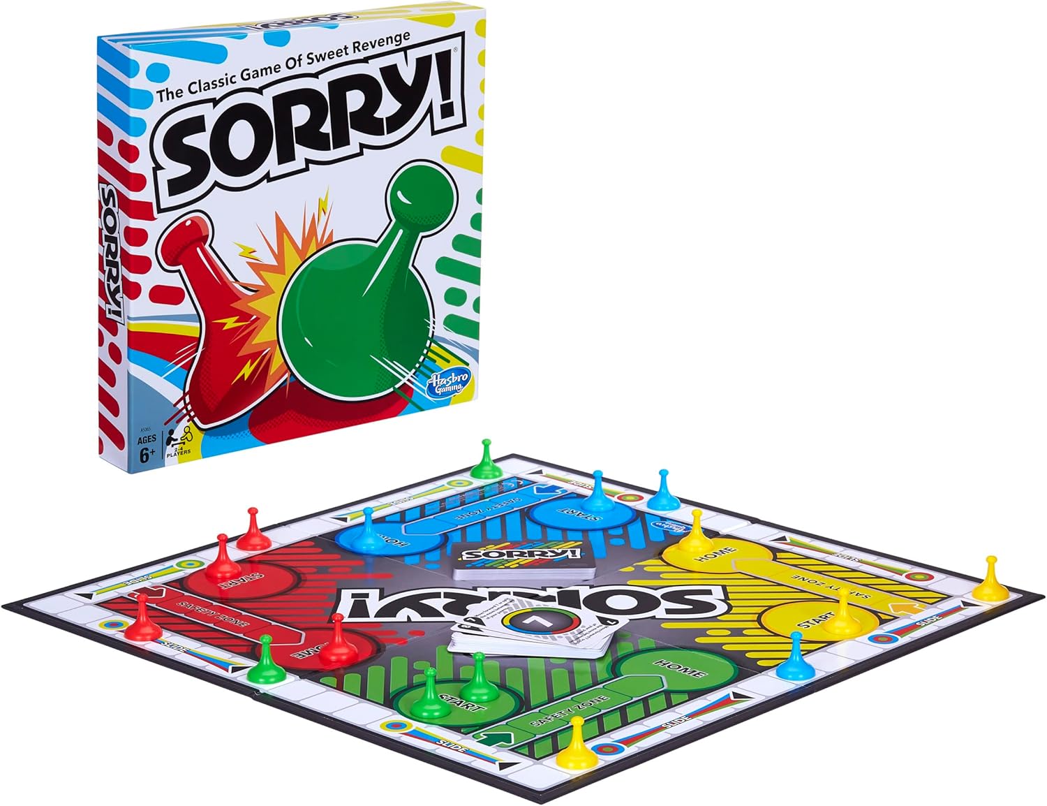 Sorry! Board Game for Kids Ages 6 and Up; Classic Hasbro Board Game; Each Player Gets 4 Pawns; Family Game - Image 3