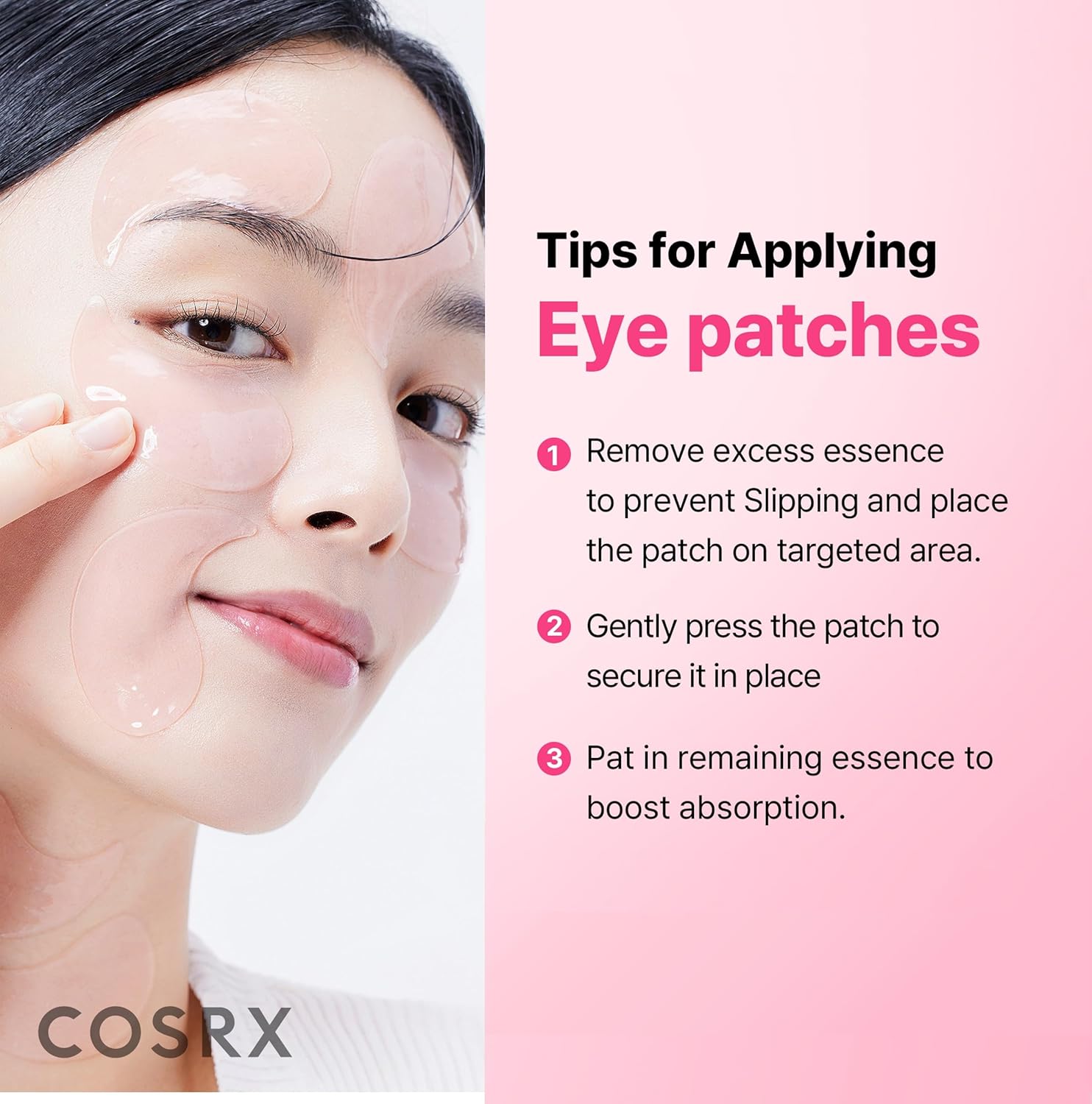 COSRX Pink Peptides Collagen Hydrogel Eye Patch for Puffy Eyes and Dark Circles, Under Eye Mask, 60 Under Eye Patches, Korean Skin Care - Image 3