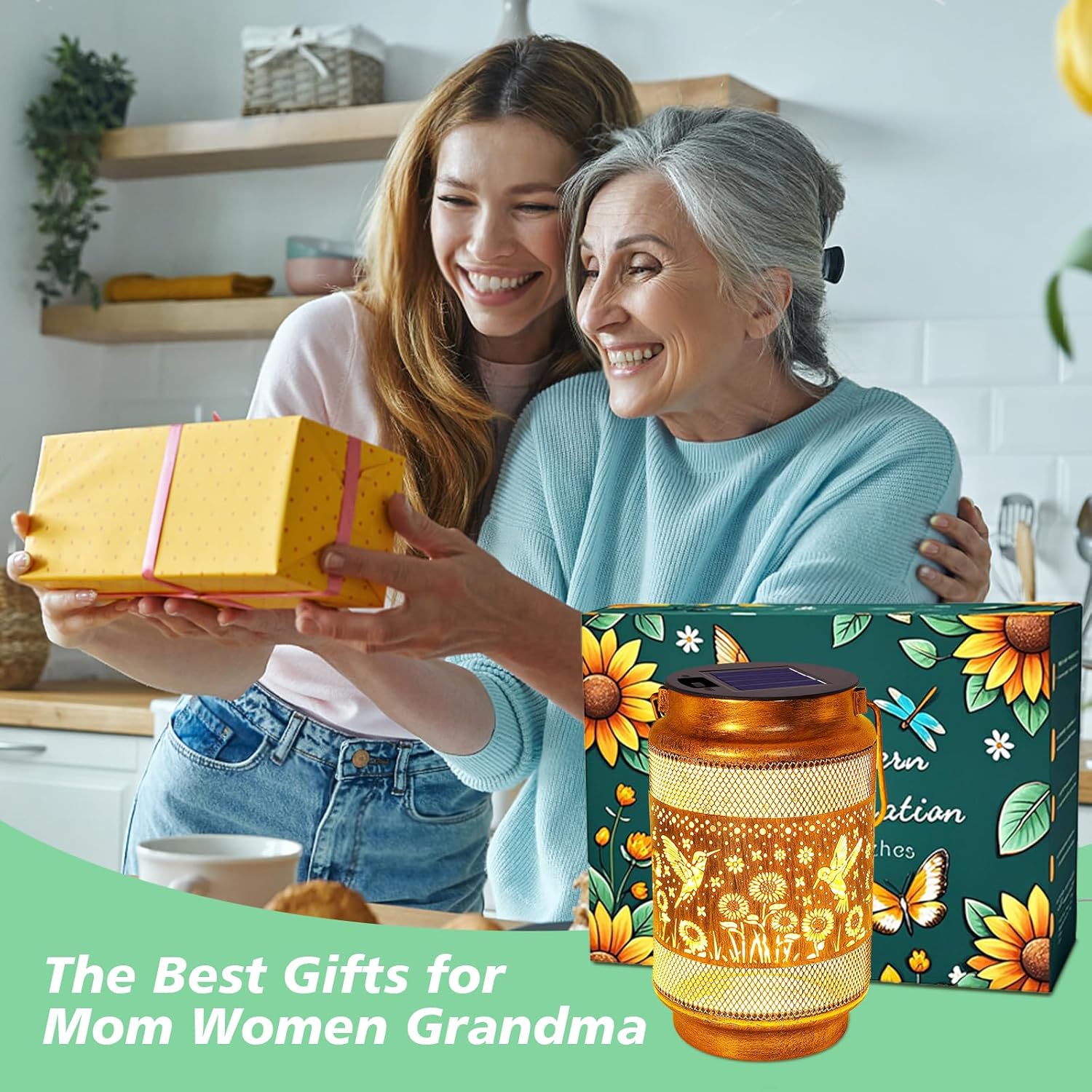 Birthday Gifts for Women Mom Grandma, Hummingbird Solar Lanterns Outdoor Waterproof Garden Decor, Metal Hanging Solar Lights for Yard Patio Pathway Backyard Porch - Image 6