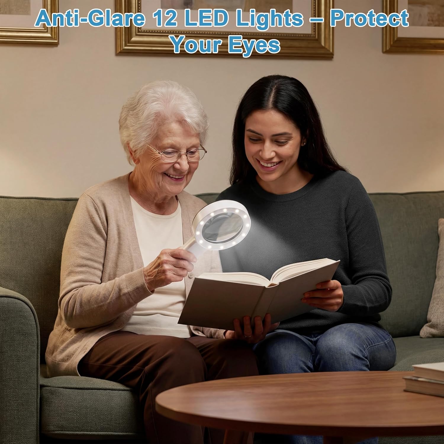 Magnifying Glass with Light, Ultra-Clear Lightweight Handheld Reading Magnifier with 12 LEDs, Distortion-Free Optical Lens for Seniors, Macular Degeneration, Close Work, Coins & Pill Bottles - Image 7