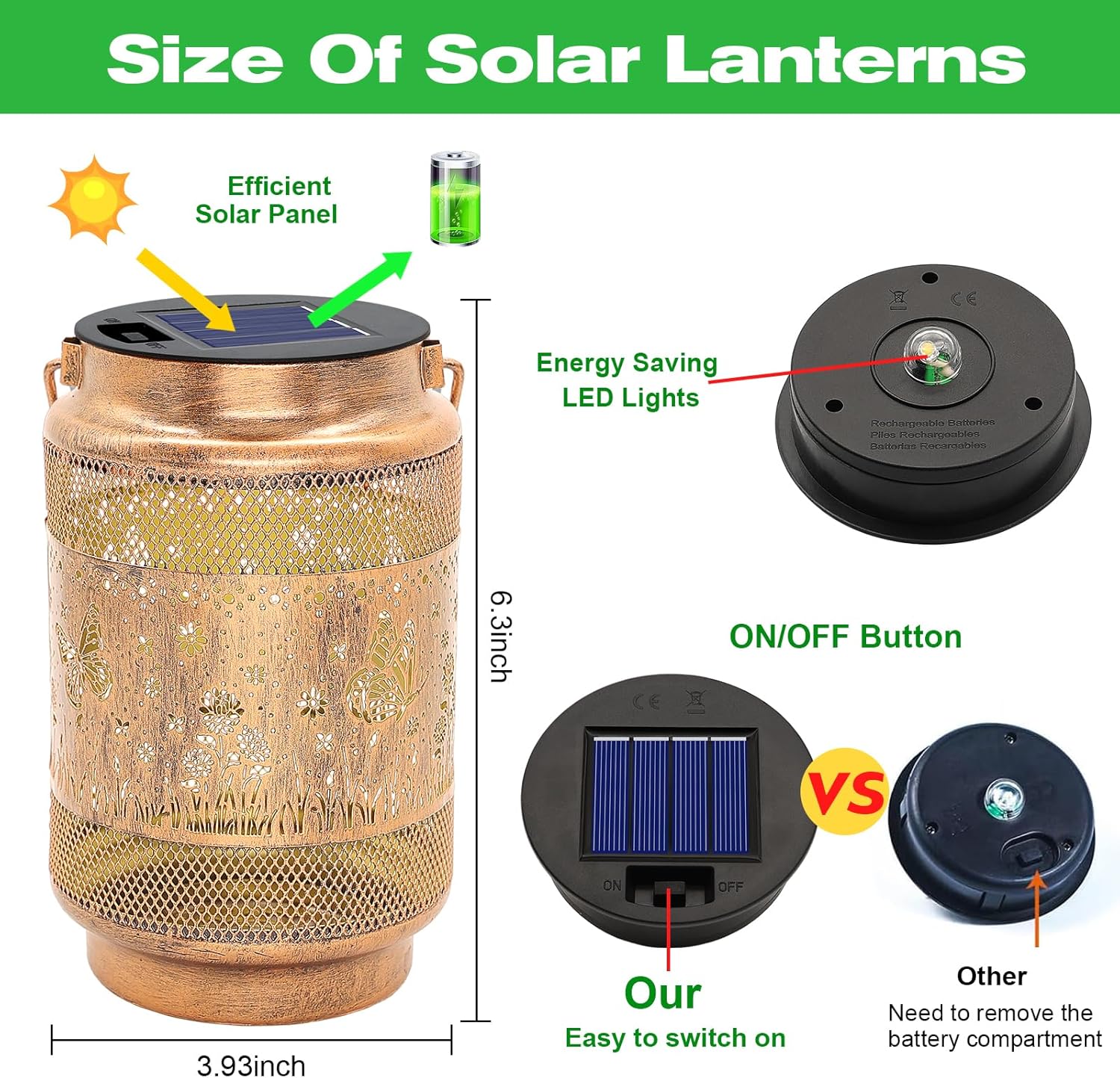 Butterfly Solar Lanterns Outdoor Waterproof Garden Decor, Birthday Gifts for Women Mom Grandma, Metal Hanging Solar Lights for Outside Yard Patio Pathway Backyard Porch - Image 3