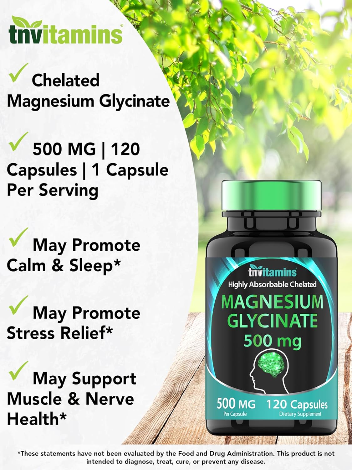 Magnesium Glycinate 500mg Per Capsule - 120 Count | 4 Month Supply! | Pure Chelated Magnesium Supplement for Sleep, Calm, Nerve, Joint, & Bone Support* | AKA Magnesium Bisgycinate | Non-GMO - Image 3