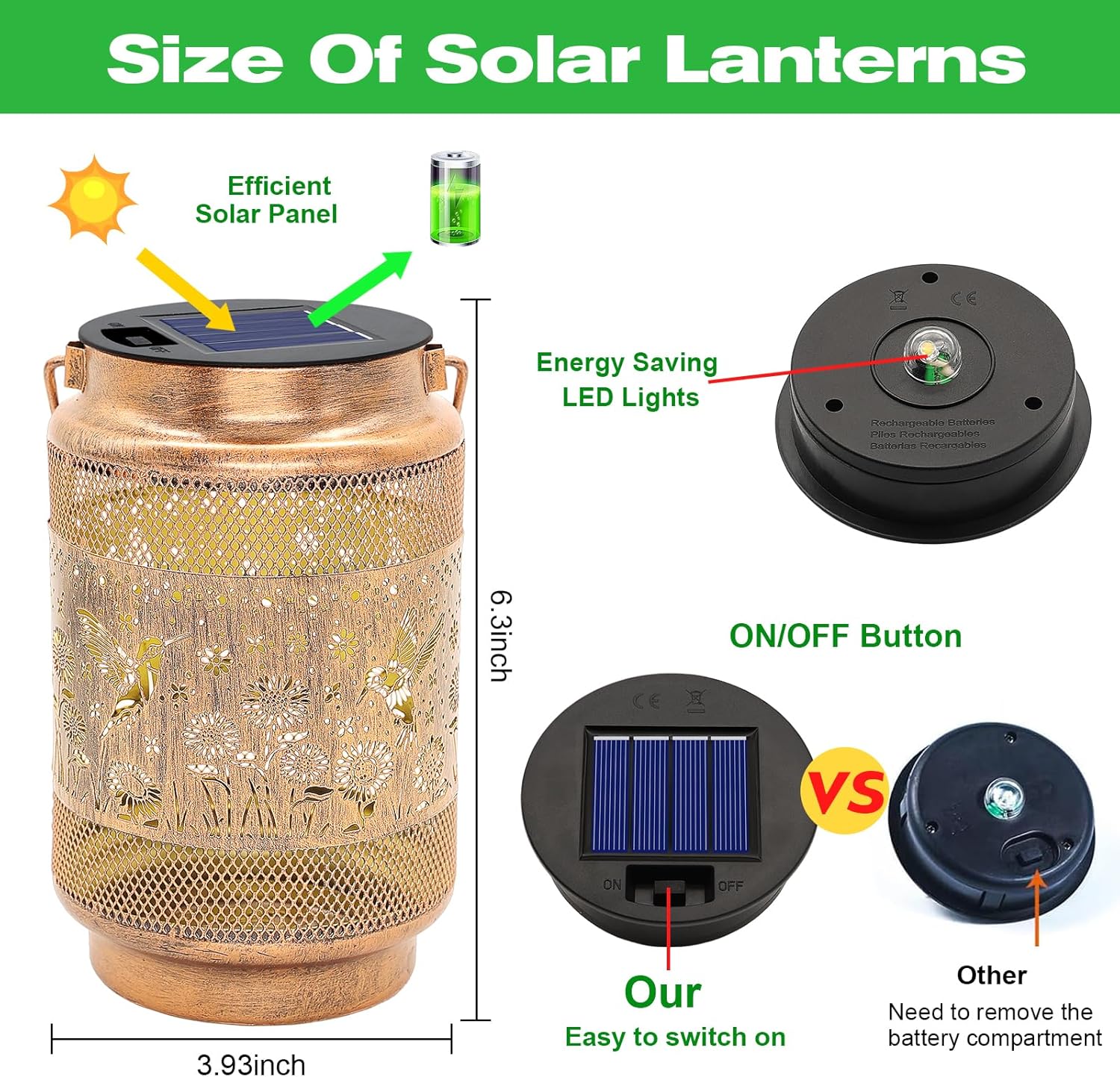 Birthday Gifts for Women Mom Grandma, Hummingbird Solar Lanterns Outdoor Waterproof Garden Decor, Metal Hanging Solar Lights for Yard Patio Pathway Backyard Porch - Image 3