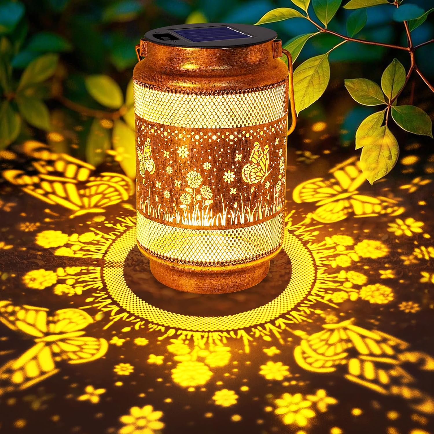 Butterfly Solar Lanterns Outdoor Waterproof Garden Decor, Birthday Gifts for Women Mom Grandma, Metal Hanging Solar Lights for Outside Yard Patio Pathway Backyard Porch