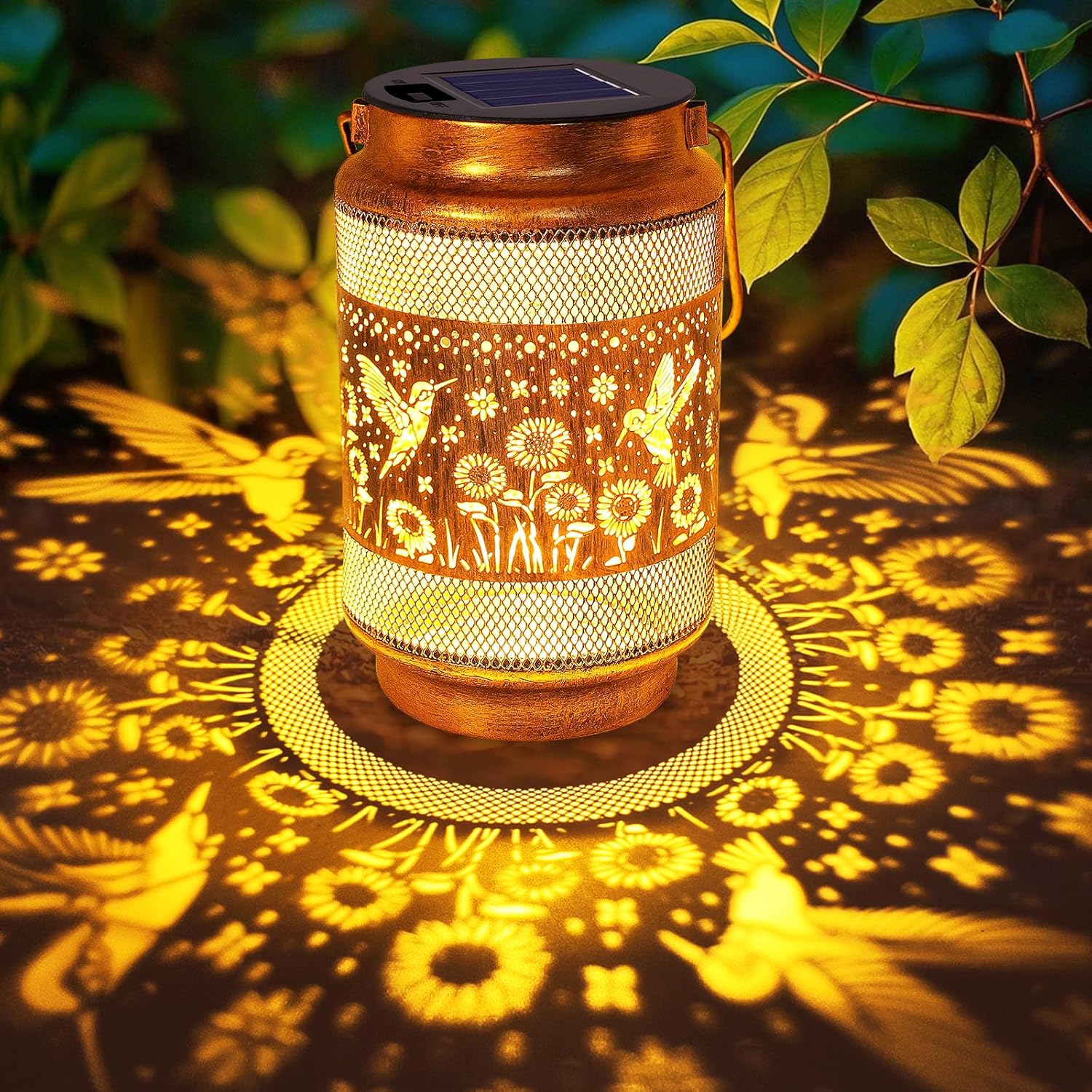 Birthday Gifts for Women Mom Grandma, Hummingbird Solar Lanterns Outdoor Waterproof Garden Decor, Metal Hanging Solar Lights for Yard Patio Pathway Backyard Porch