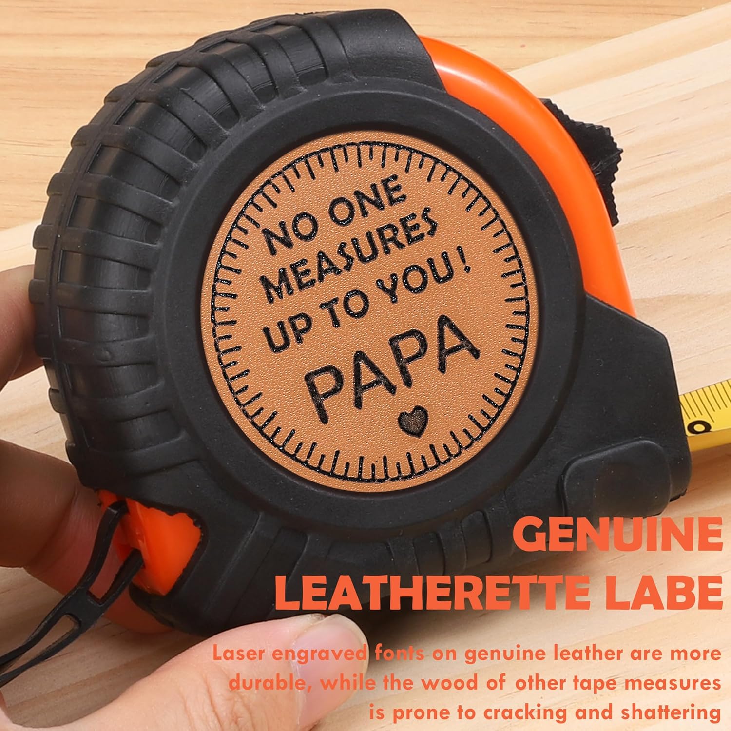 Gifts for Grandpa Papa Birthday Fathers Day Papa Gifts from Grandkids, Grandpa Grandfather Gifts from Granddaughter Grandson, Grandparents Day Gift, Genuine Leather Engraved 25 FT Tape Measure - Image 2