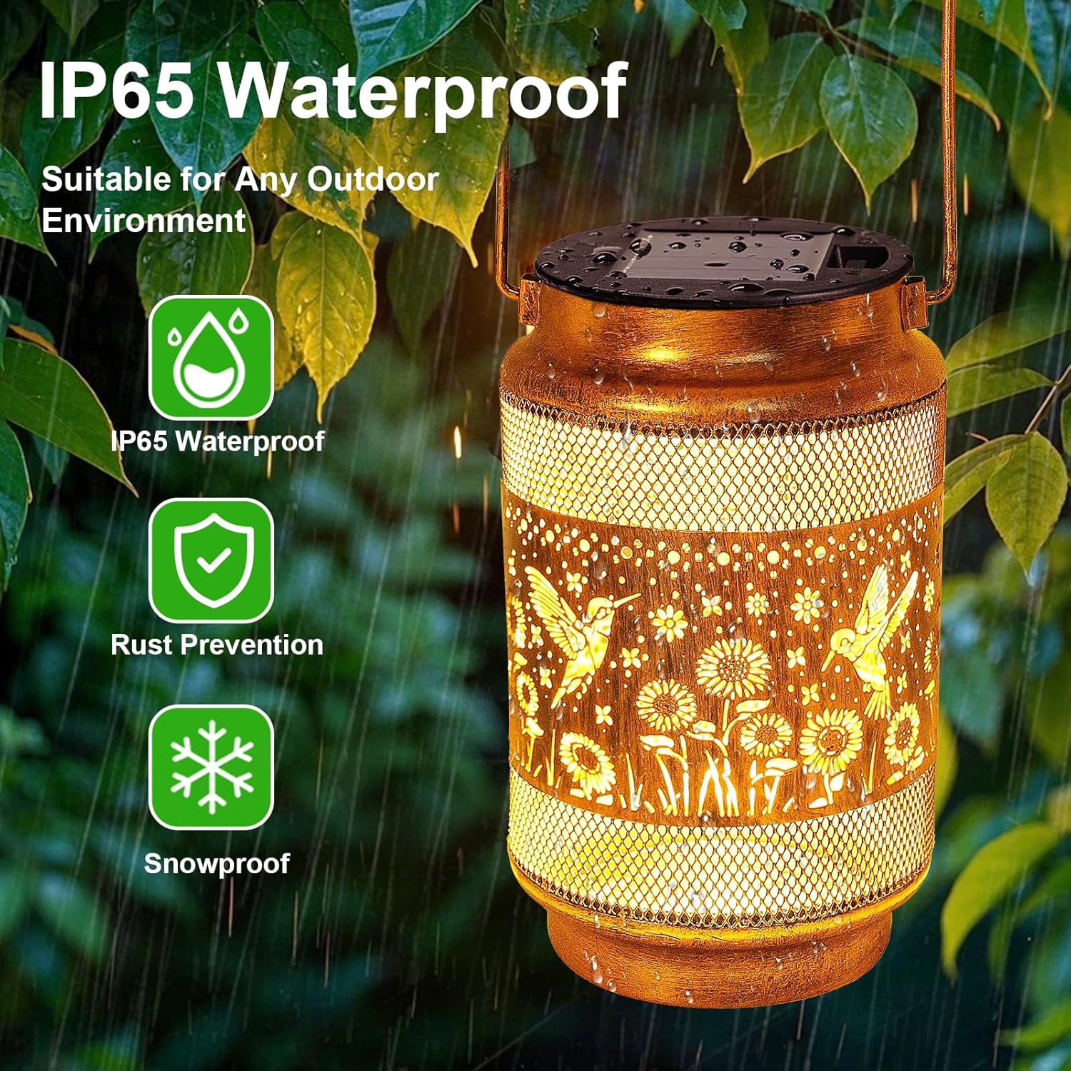 Birthday Gifts for Women Mom Grandma, Hummingbird Solar Lanterns Outdoor Waterproof Garden Decor, Metal Hanging Solar Lights for Yard Patio Pathway Backyard Porch - Image 8