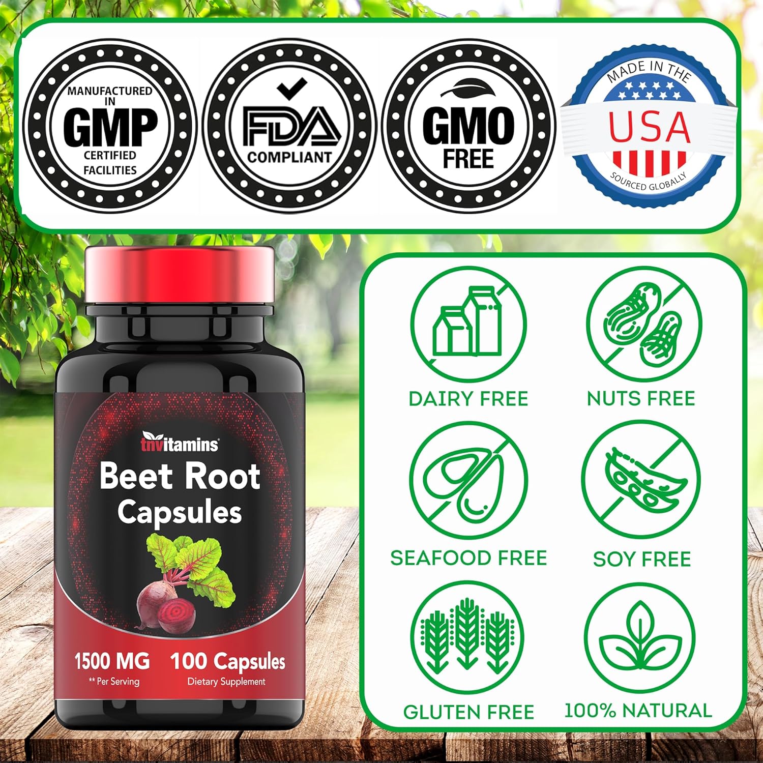 Beet Root Capsules 1500 Mg - 100 Capsules | Beet Root Powder Extract Capsules | Non-GMO & Gluten-Free | Produced in The USA | TNVitamins - Image 7