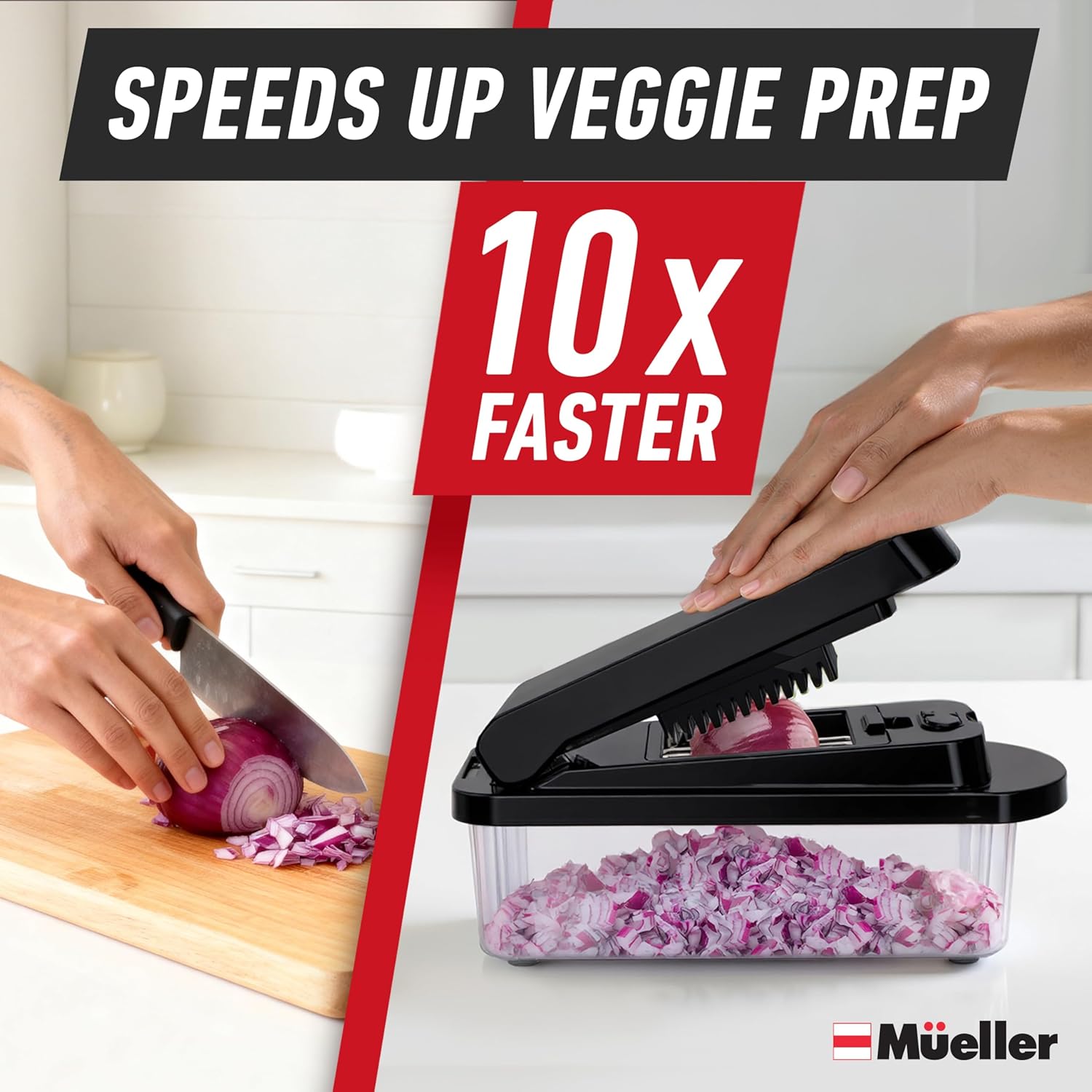 Mueller Pro-Series 10-in-1, 8 Blade Vegetable Chopper, Mandoline Slicer, Onion Mincer, Cutter, Dicer, Veggie Chopper with Container, Kitchen Essentials & Gadgets, House Warming Gifts New Home, Black - Image 3