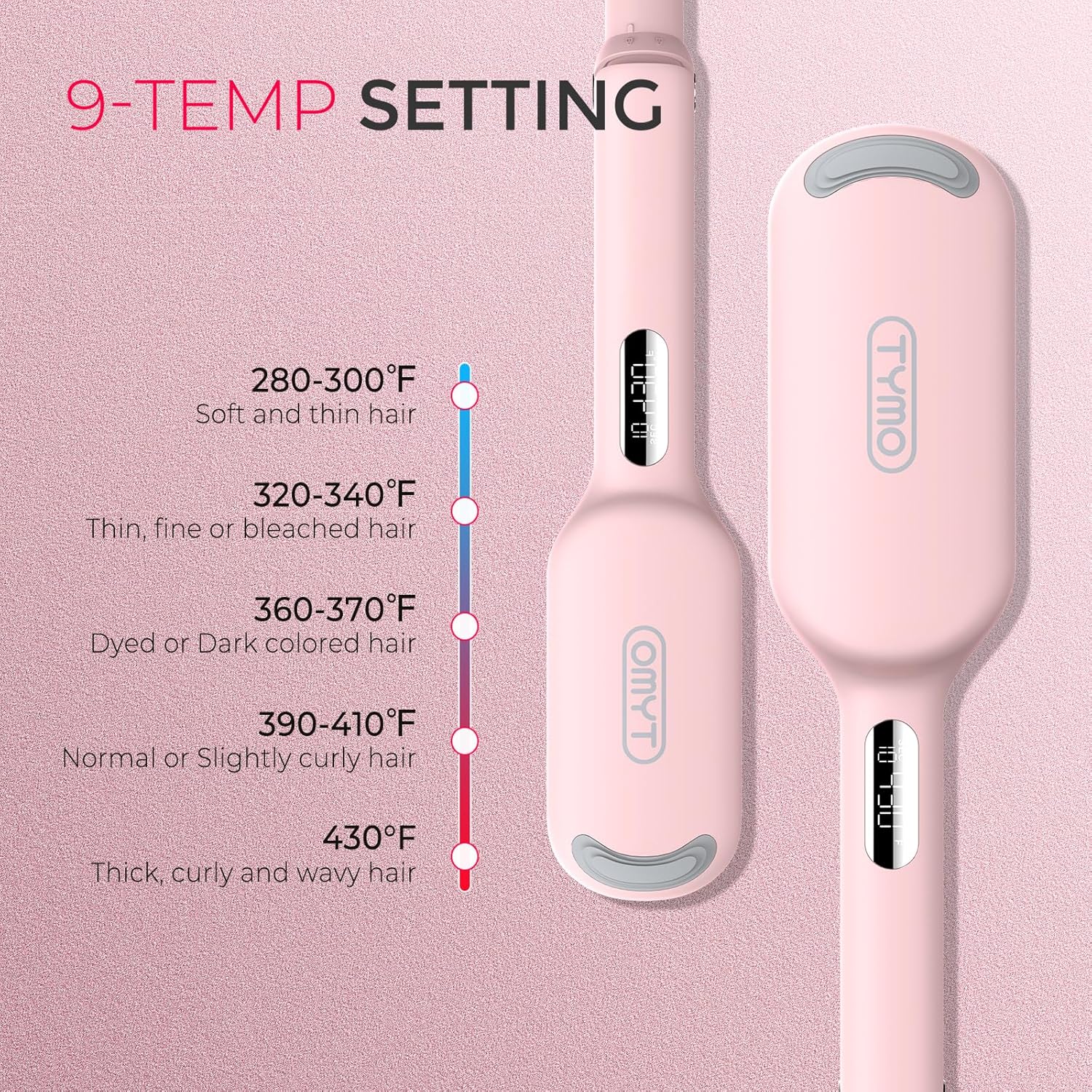 Curling Iron Hair Crimper Waver - TYMO ROVY Beach Waves Curling Wand, Ionic Deep Waver Hair Curler Tool with Ceramic 3 Barrel for Women, Dual Voltage, Anti-Scald, Easy to Use, Pink, 1.25 Inch - Image 7