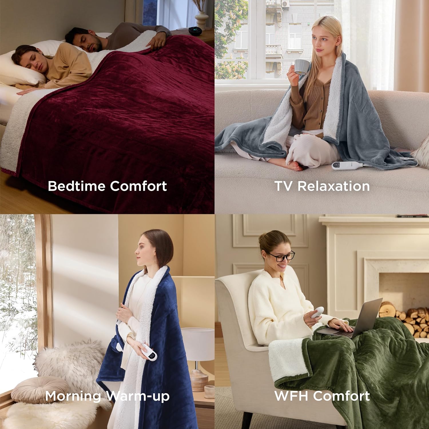 Bedsure Heated Blanket Throw Blanket - Fast Heating Electric Blanket, Soft Flannel Heated Throw with 4 Time Settings, 6 Heating Settings, Warm Gifts for Grandma & Grandpa & Seniors (50"x60", Grey) - Image 8